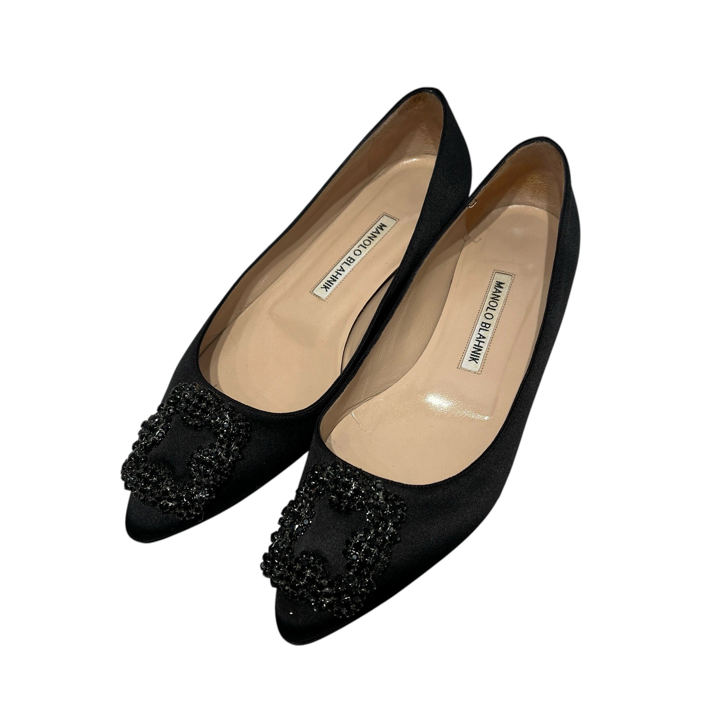 MANOLO BLAHNIK/Flat Shoes/EU 36.5/BLK/jewel flat view 1