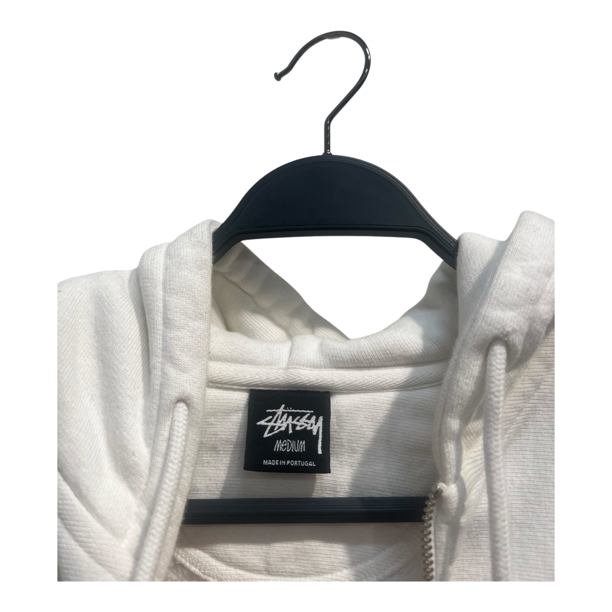 STUSSY/Zip Up Hoodie/M/Cotton/WHT/dice logo view 3