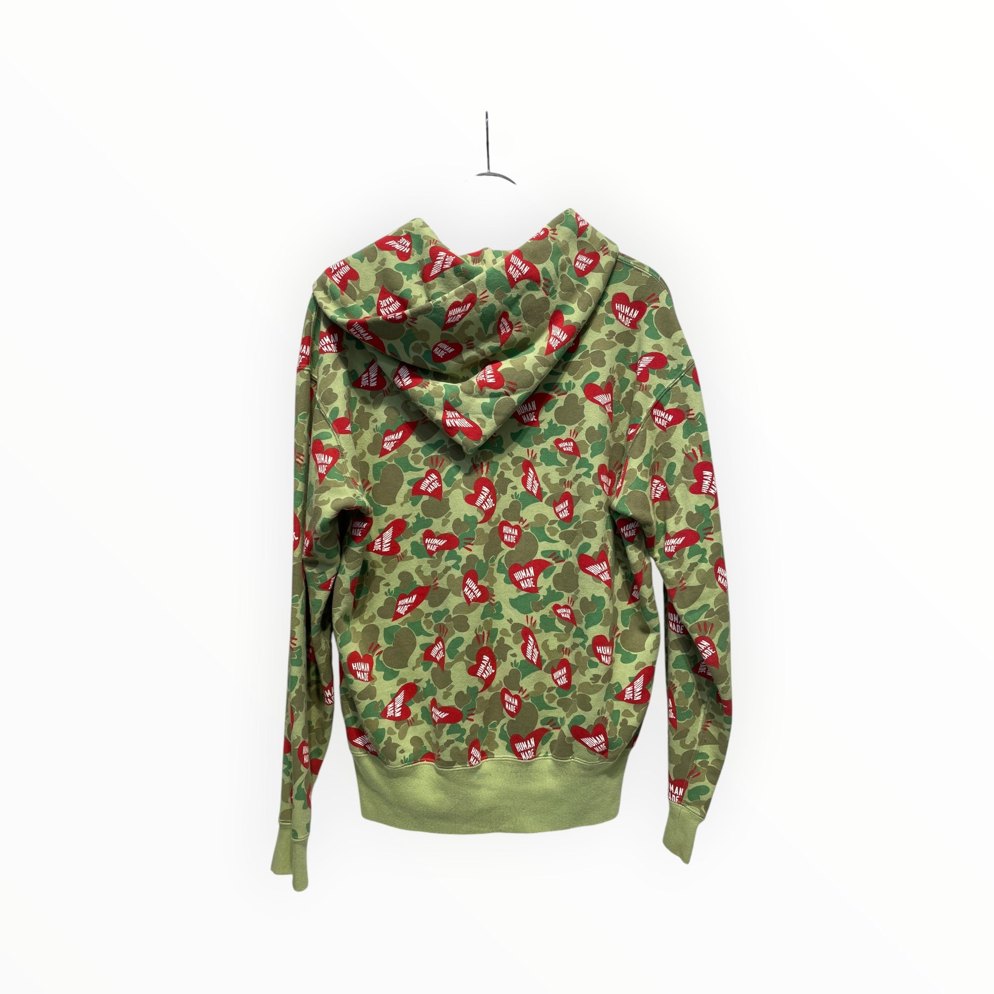 HUMAN MADE/Zip Up Hoodie/M/Camouflage/Cotton/GRN/camo and heart logo view 2