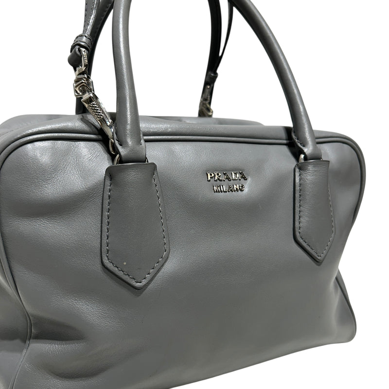 PRADA/Cross Body Bag/Leather/GRY/SOFT CALF LEATHER