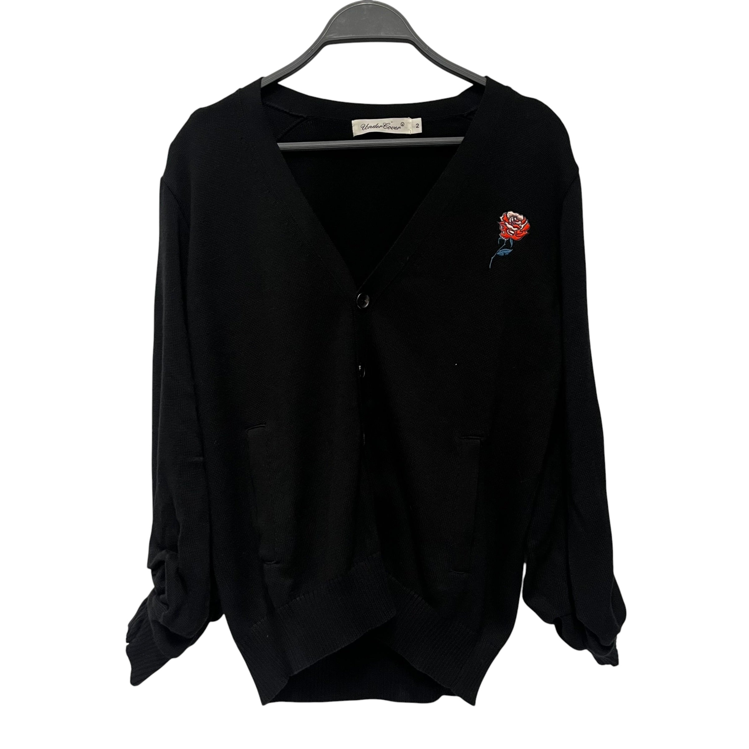 UNDERCOVER/Cardigan/S/Cotton/BLK/rose view 1