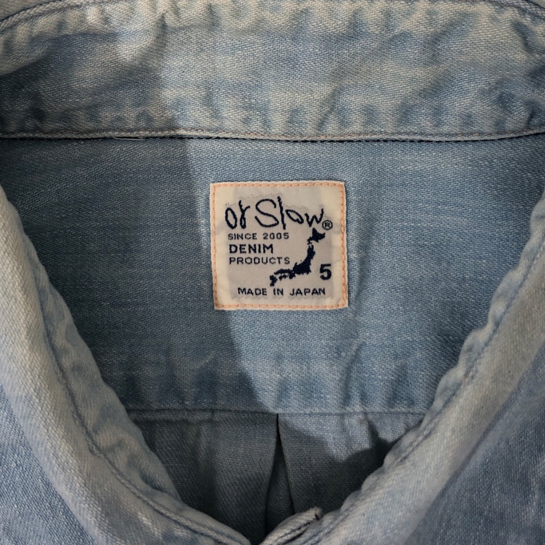 orslow/LS Shirt/5/Cotton/IDG/light blue thin denim buttonup view 3