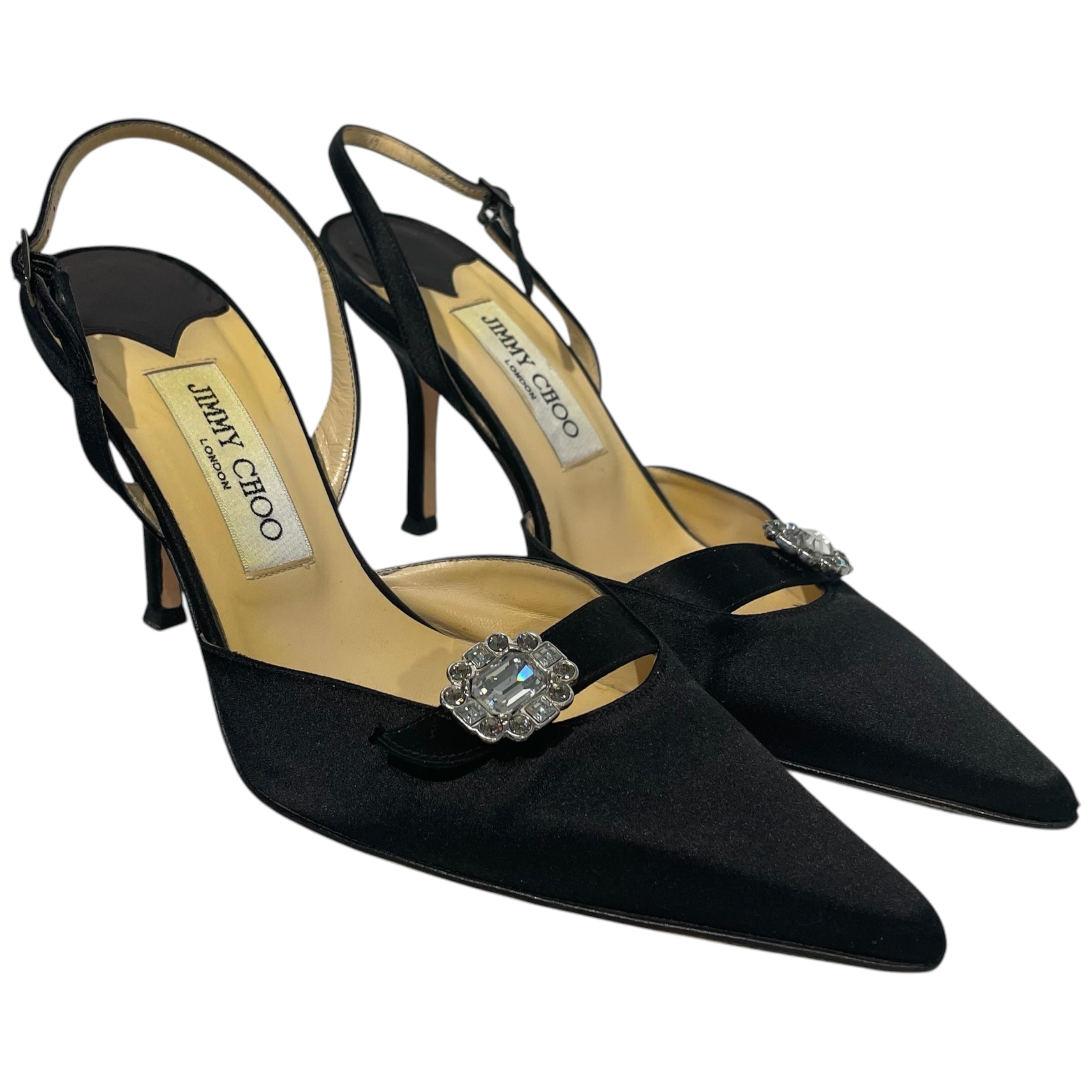 JIMMY CHOO/Heels/EU 38/Cotton/BLK/ view 1