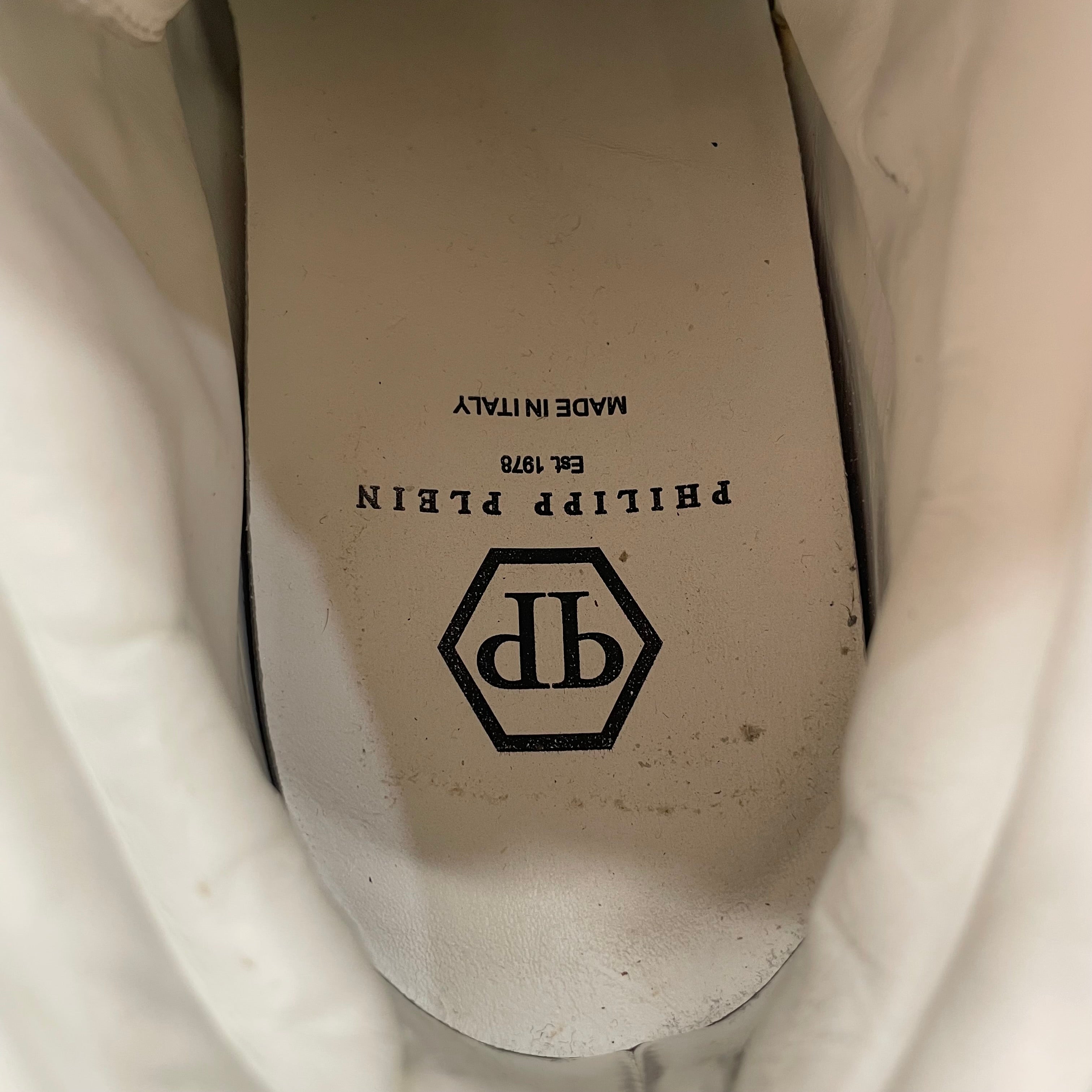 PHILIPP PLEIN/Hi-Sneakers/EU 42/Leather/WHT/Wedge Heel/VELCRO / SKULL / CHAIN view 5