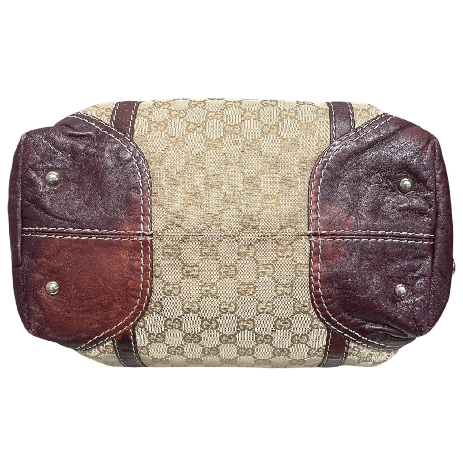 GUCCI/Tote Bag/Monogram/Cotton/BEG/Red Leather Handles view 3