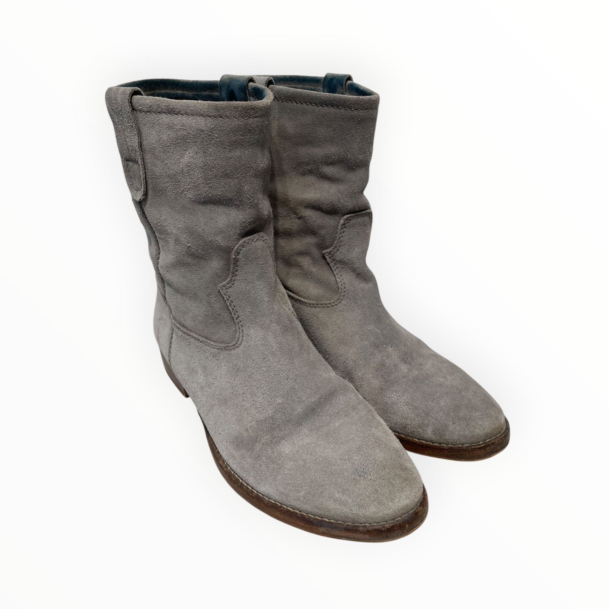 ISABEL MARANT/Boots/EU 38/Suede/GRY/western short boot view 1