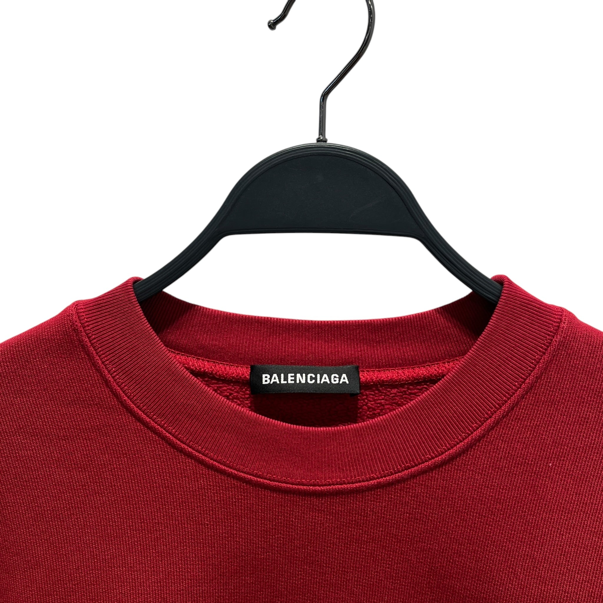 BALENCIAGA/Sweatshirt/S/Cotton/RED/mini logo crewneck view 3