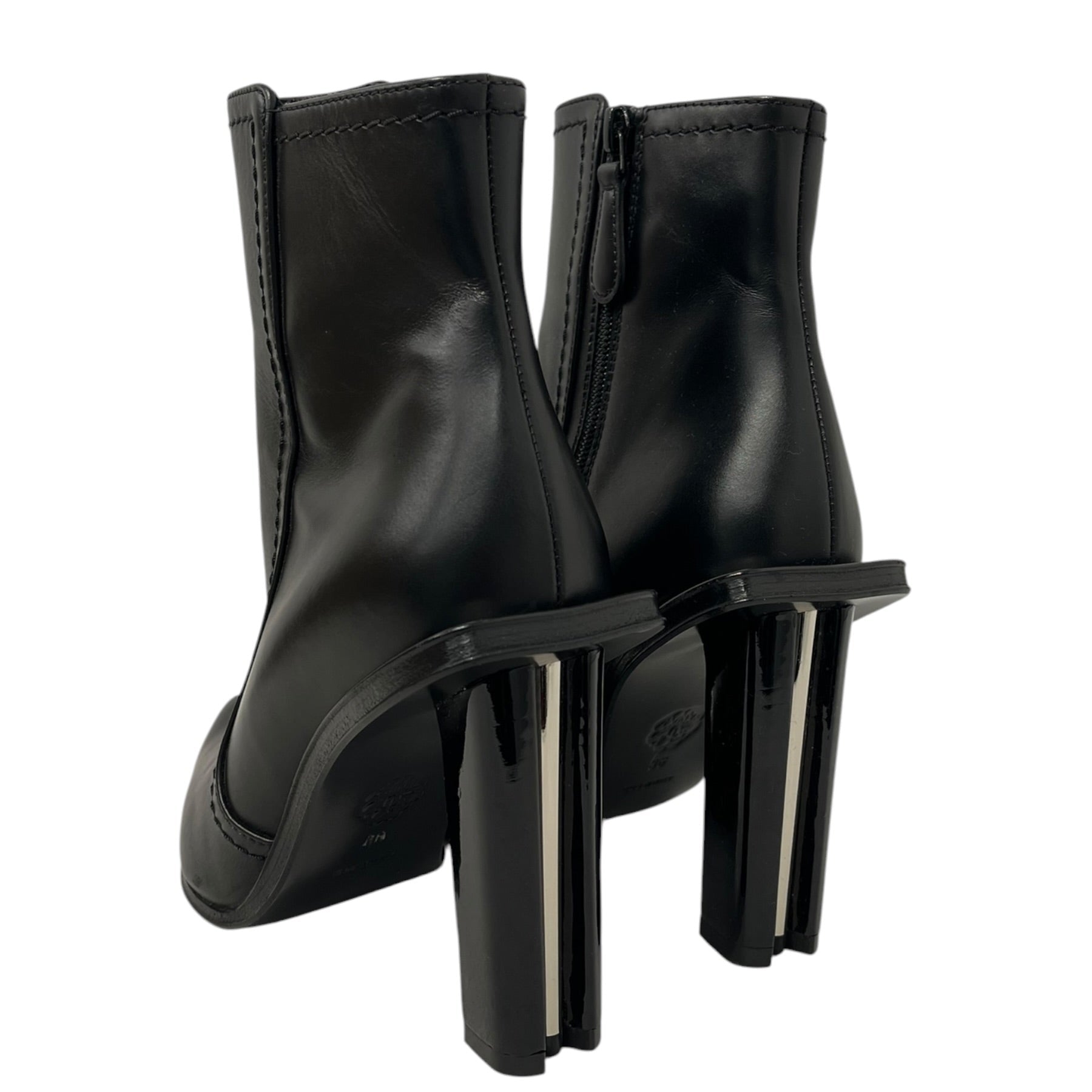 Alexander McQueen/Heels/EU 36/Leather/BLK/m shaped heel side zip view 2