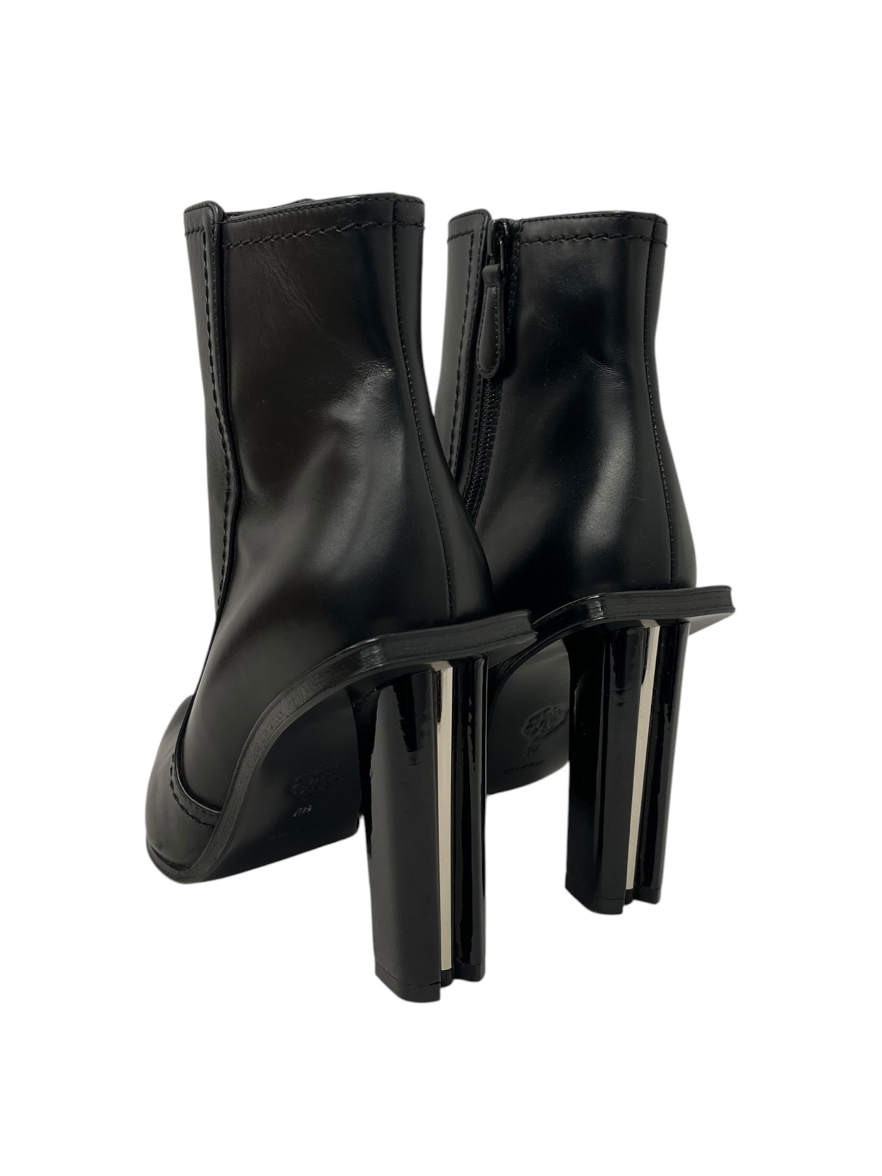 Alexander McQueen/Heels/EU 36/Leather/BLK/m shaped heel side zip view 2