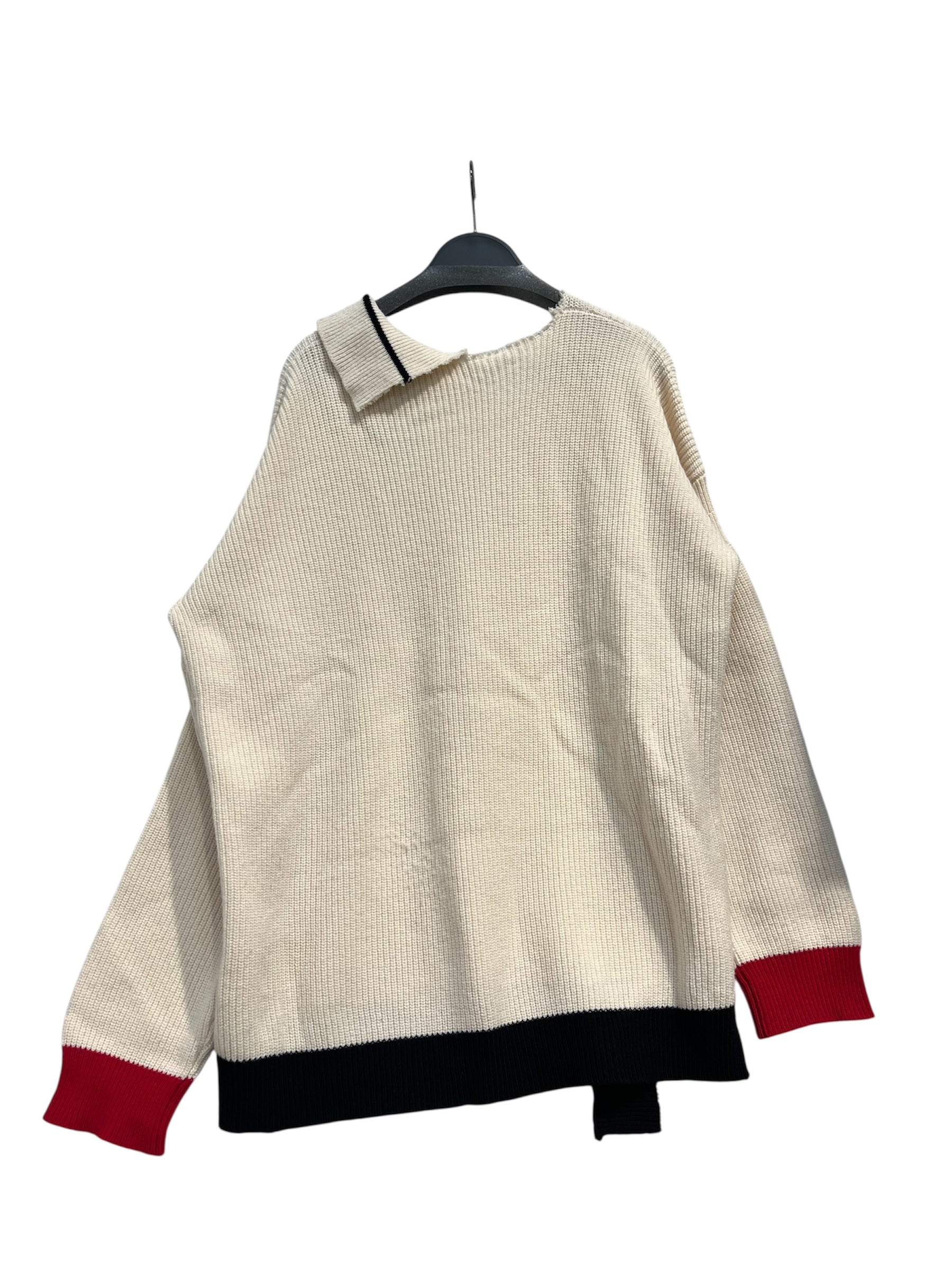 MARNI/Sweater/44/Wool/CRM/Pullover/half collar-black strtipe view 2