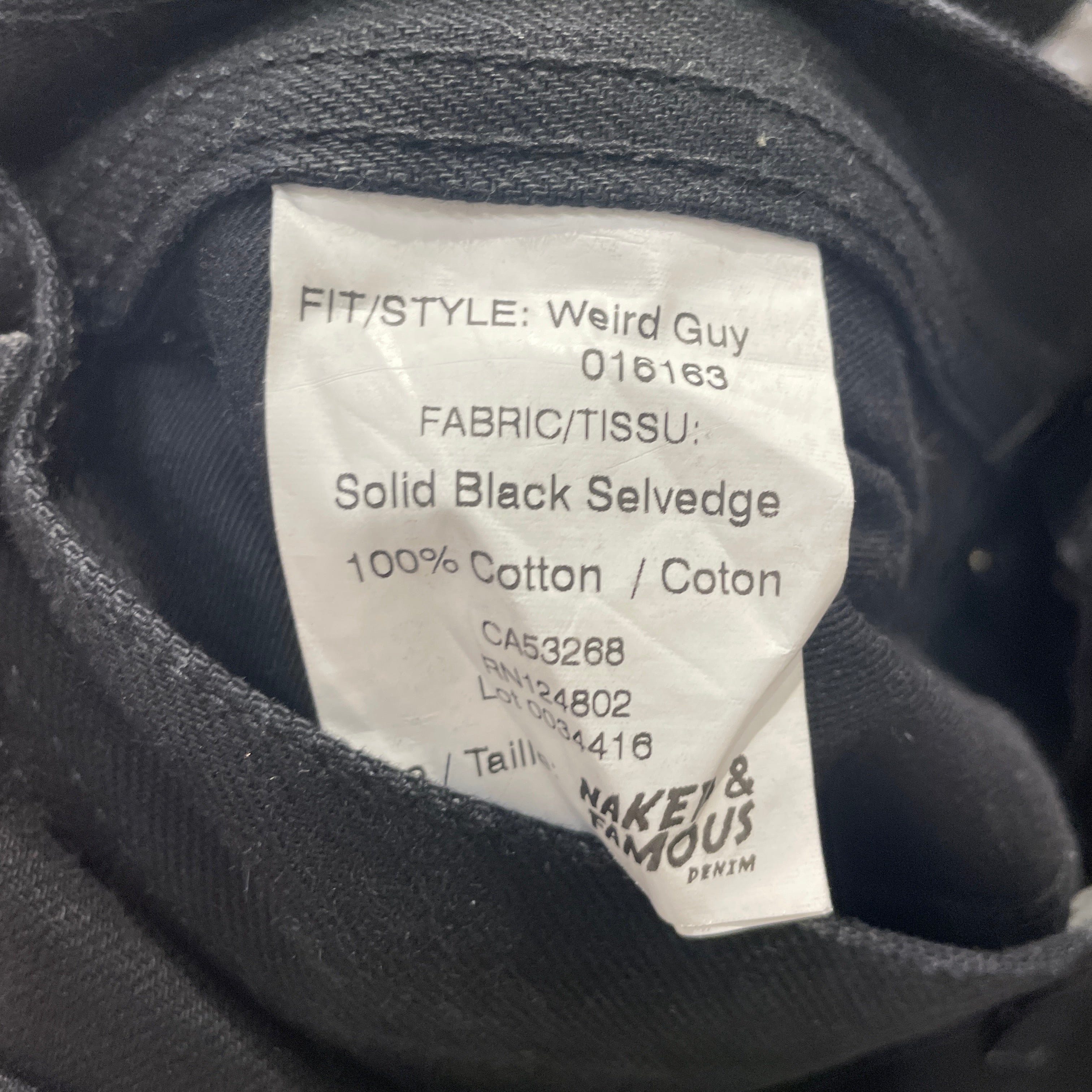 NAKED & FAMOUS DENIM/Straight Pants/34/Cotton/BLK/STRAIGHT LEG SELVEDGE view 4