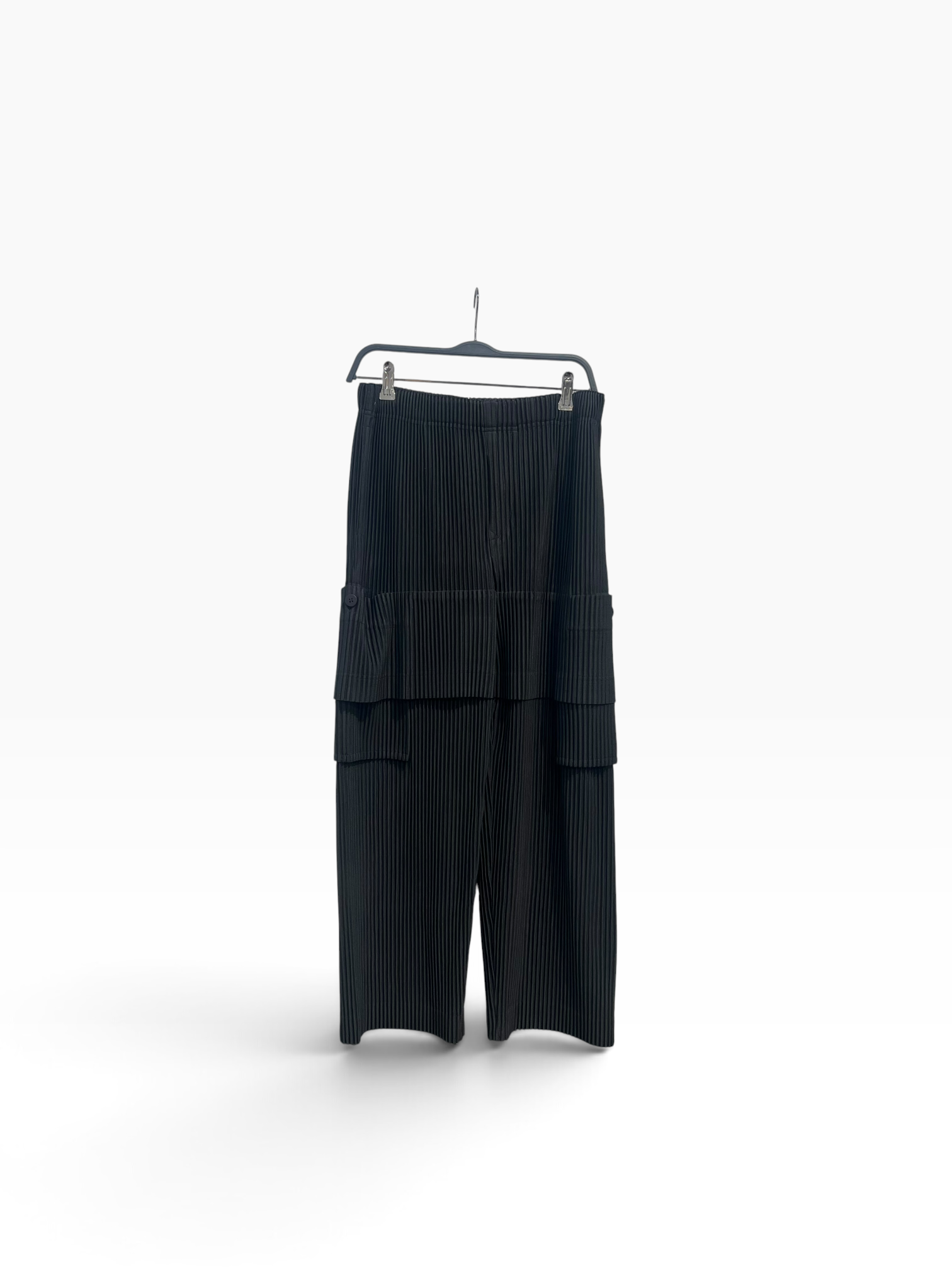 ISSEY MIYAKE/Pants/1/Polyester/BLK/PLEATED CARGO view 1