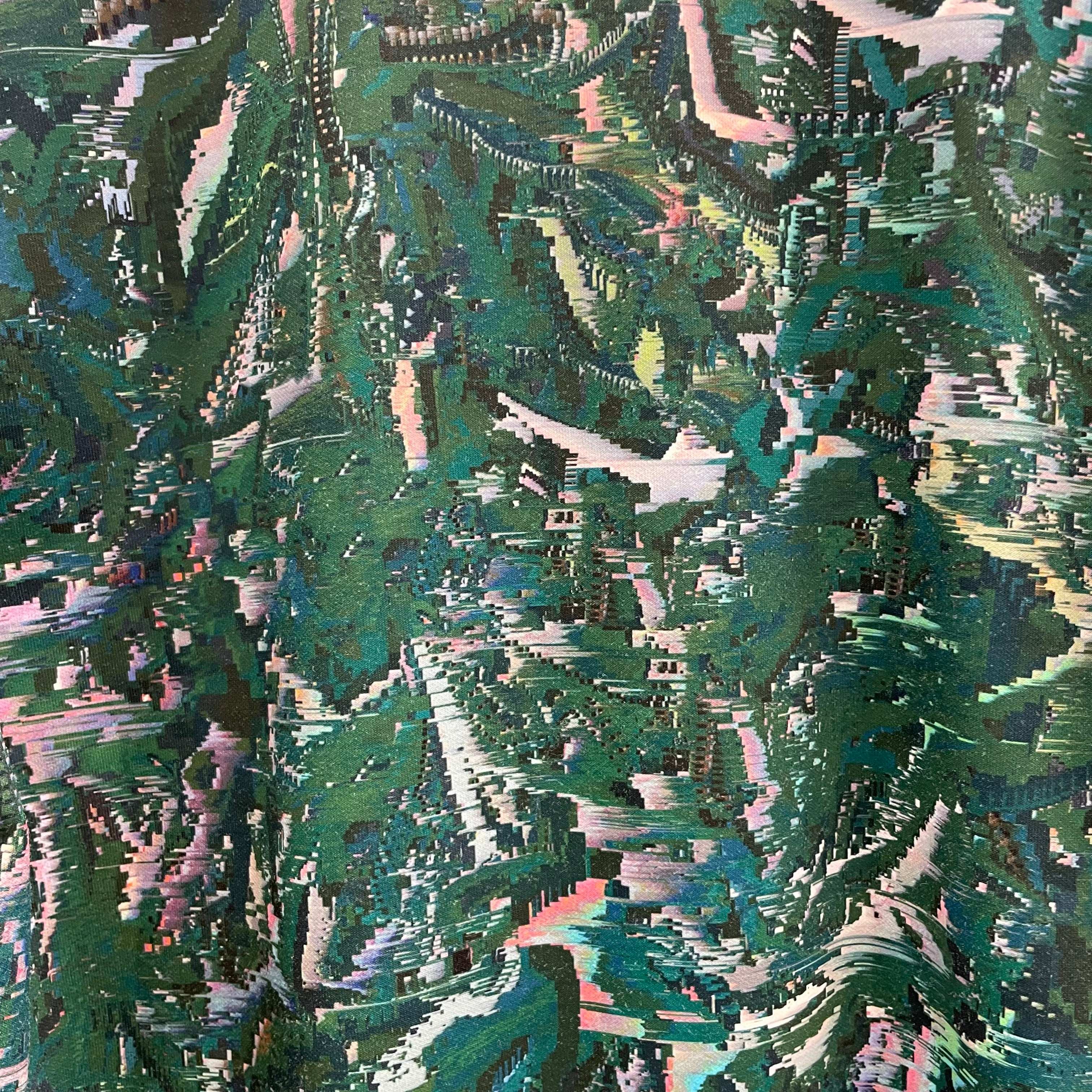 Y-3/Track Jkt/L/All Over Print/Cotton/GRN/3D GLITCH LIKE PATTERN ALL OVE view 3