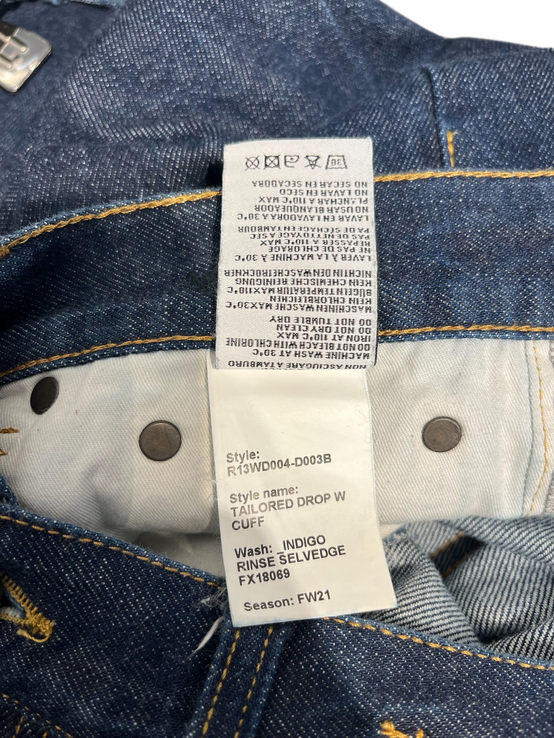 R13/Bottoms/24/Cotton/BLU/Button Fly/Drop Crotch-Selvedge view 6
