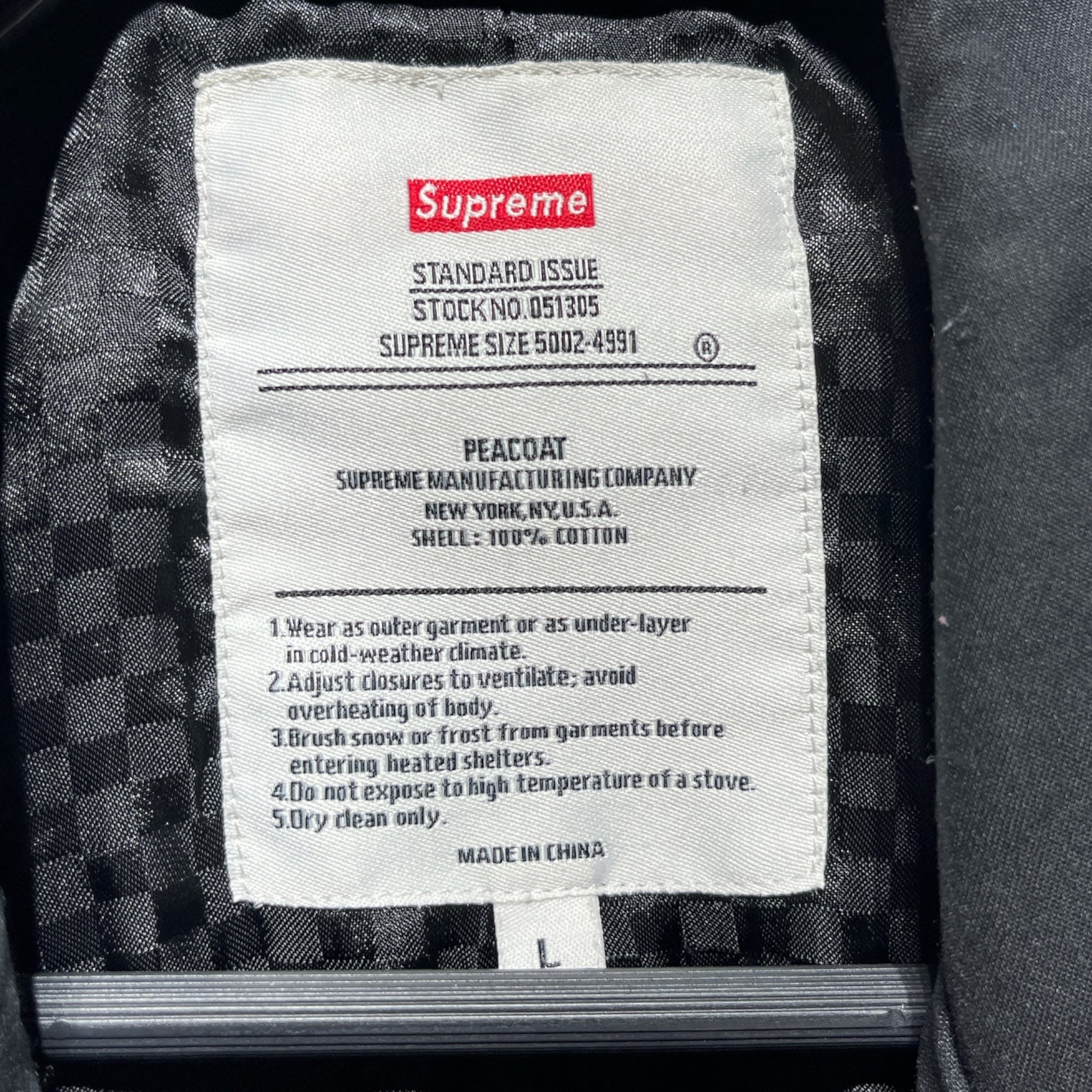 Supreme/Peacoat/L/Cotton/BLK/ view 3