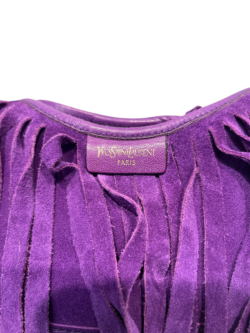 YVES SAINT LAURENT/Hand Bag/S/Suede/PPL/PURPLE TASSEL BAG WITH BENGALS