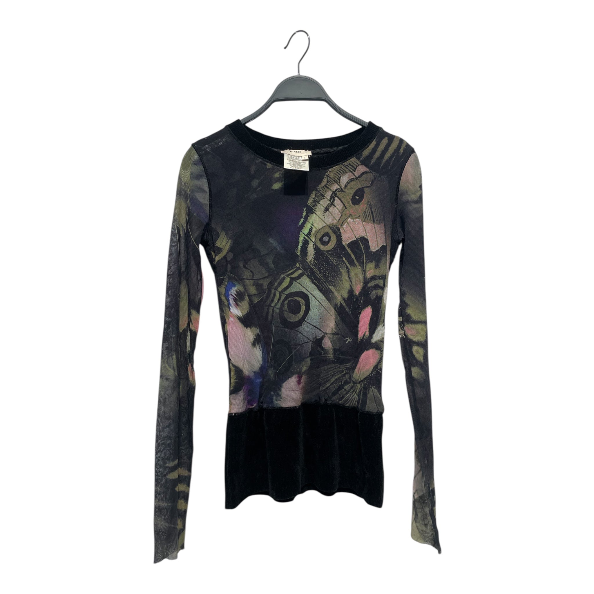 FUZZI/LS Cut & Sew/L/All Over Print/Polyester/BLK/BUTTERFLY WING PRINT view 1