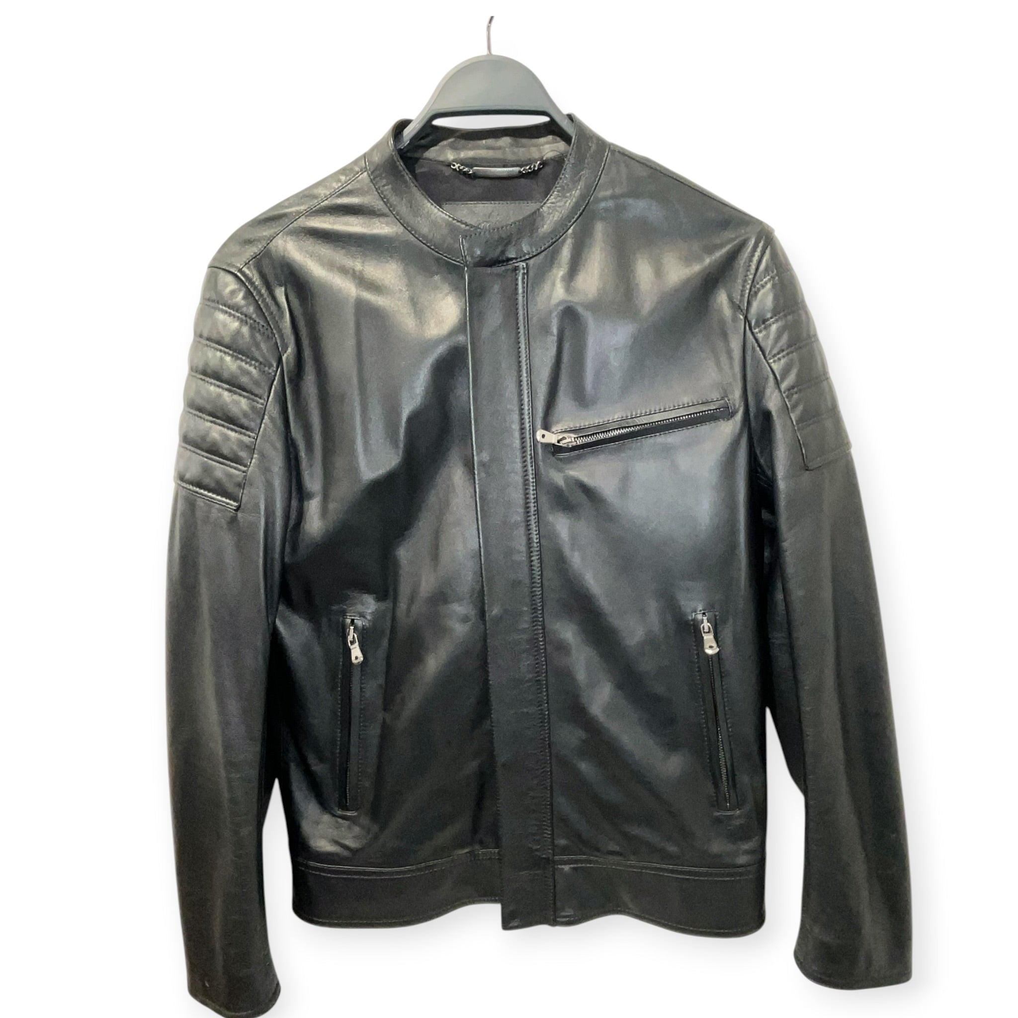 DOLCE&GABBANA/Leather Jkt/Lambskin/BLK/SILK LINED CAFE RACER view 7