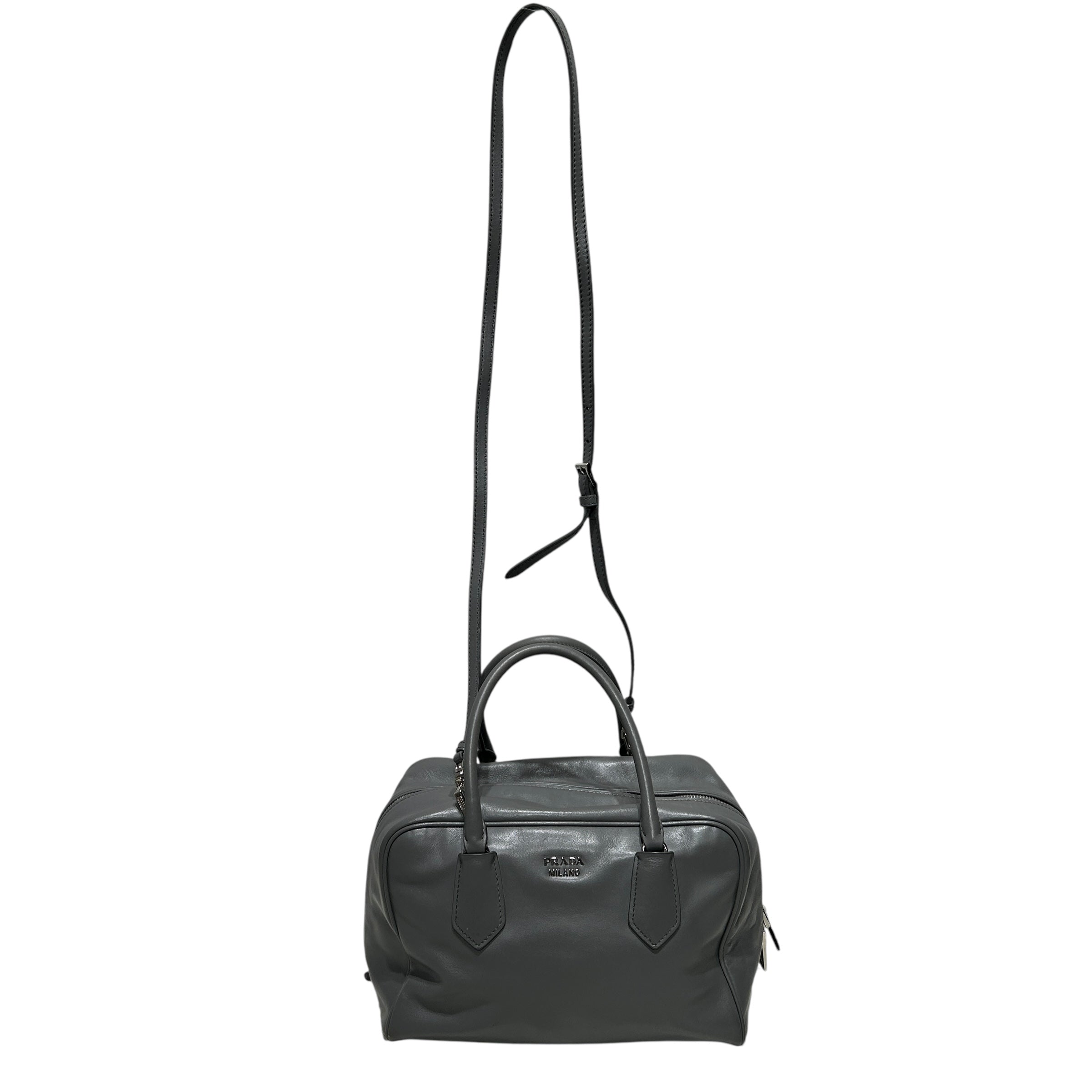 PRADA/Cross Body Bag/Leather/GRY/SOFT CALF LEATHER view 1
