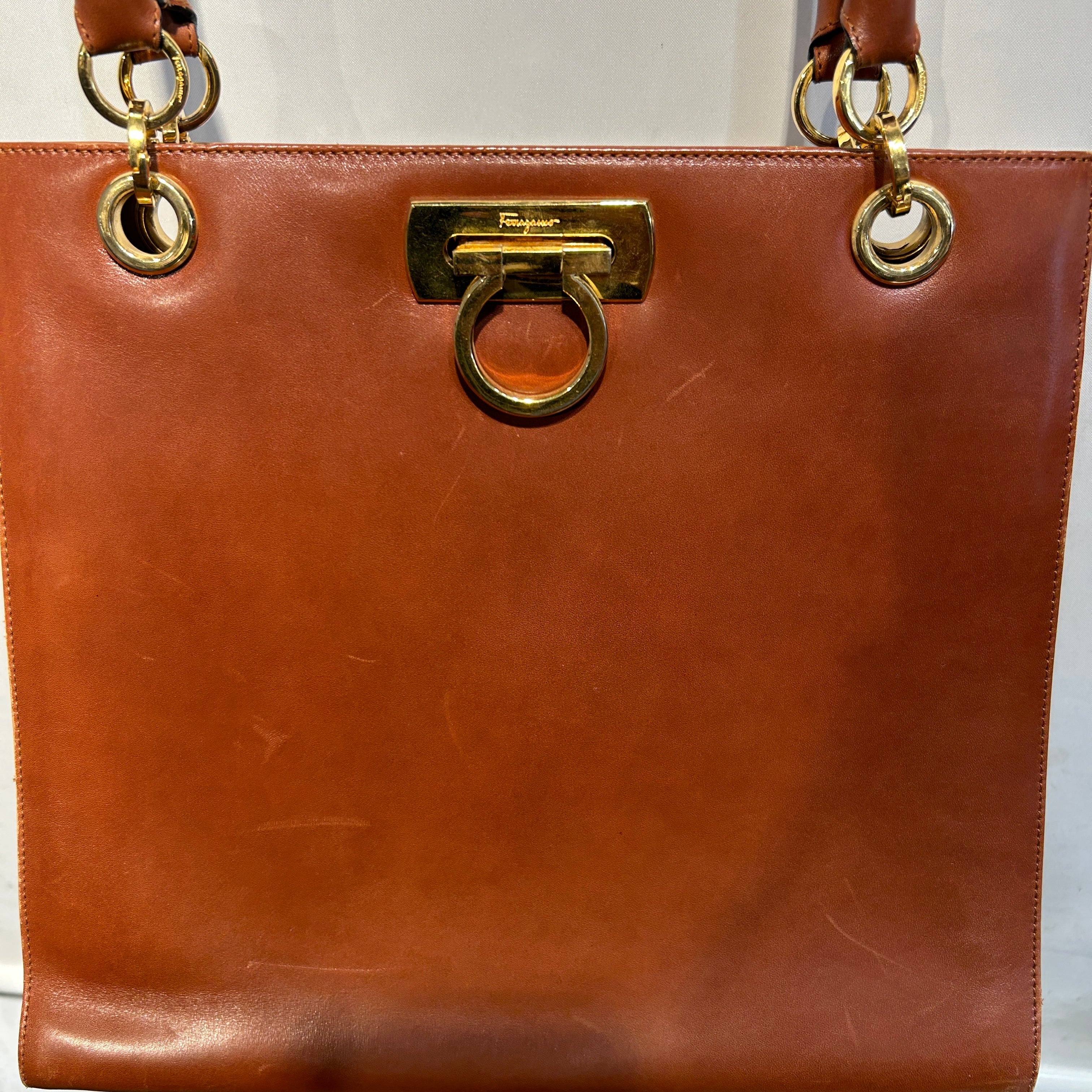 Salvatore Ferragamo/Hand Bag/Leather/BRW/gold hardware view 8