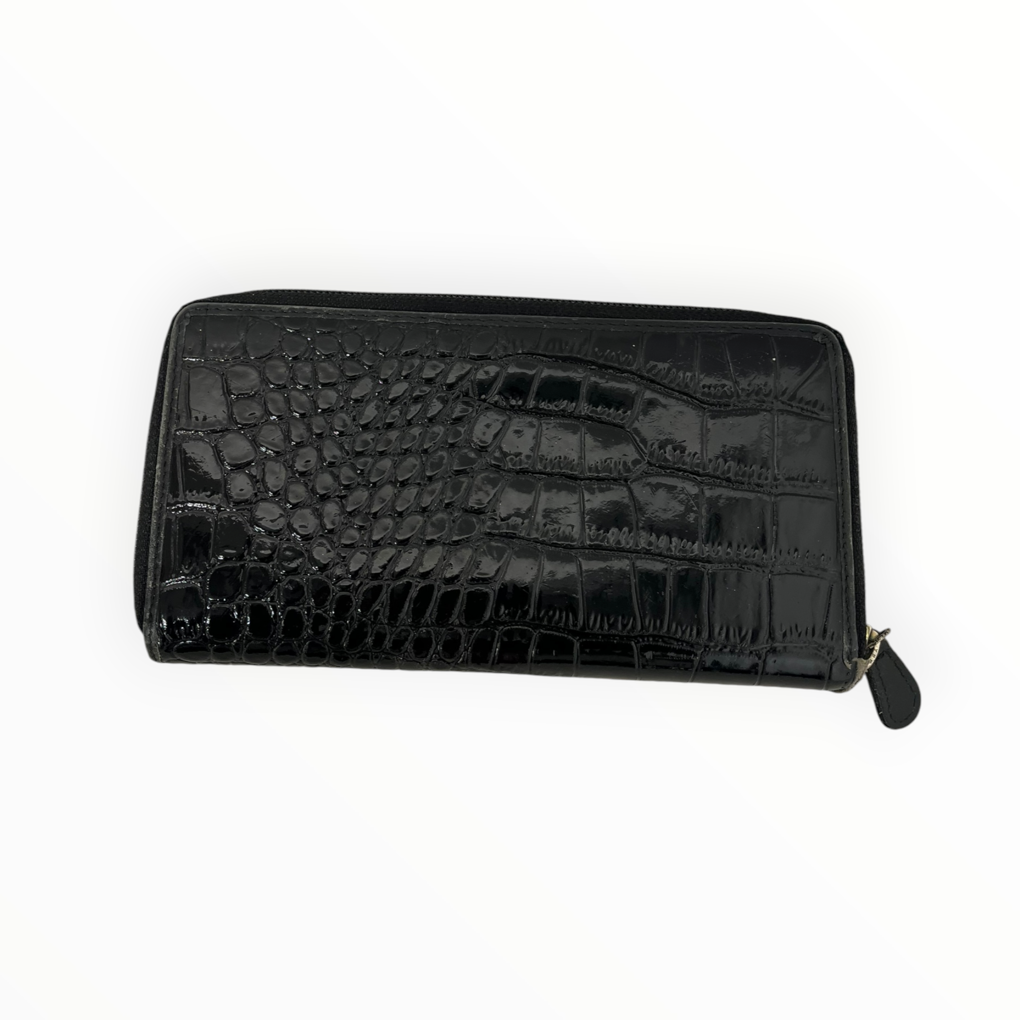 Vivienne Westwood/Wallet/Animal Pattern/Leather/BLK/L's/CROC GOLD ORB ZIP CLOSURE view 2