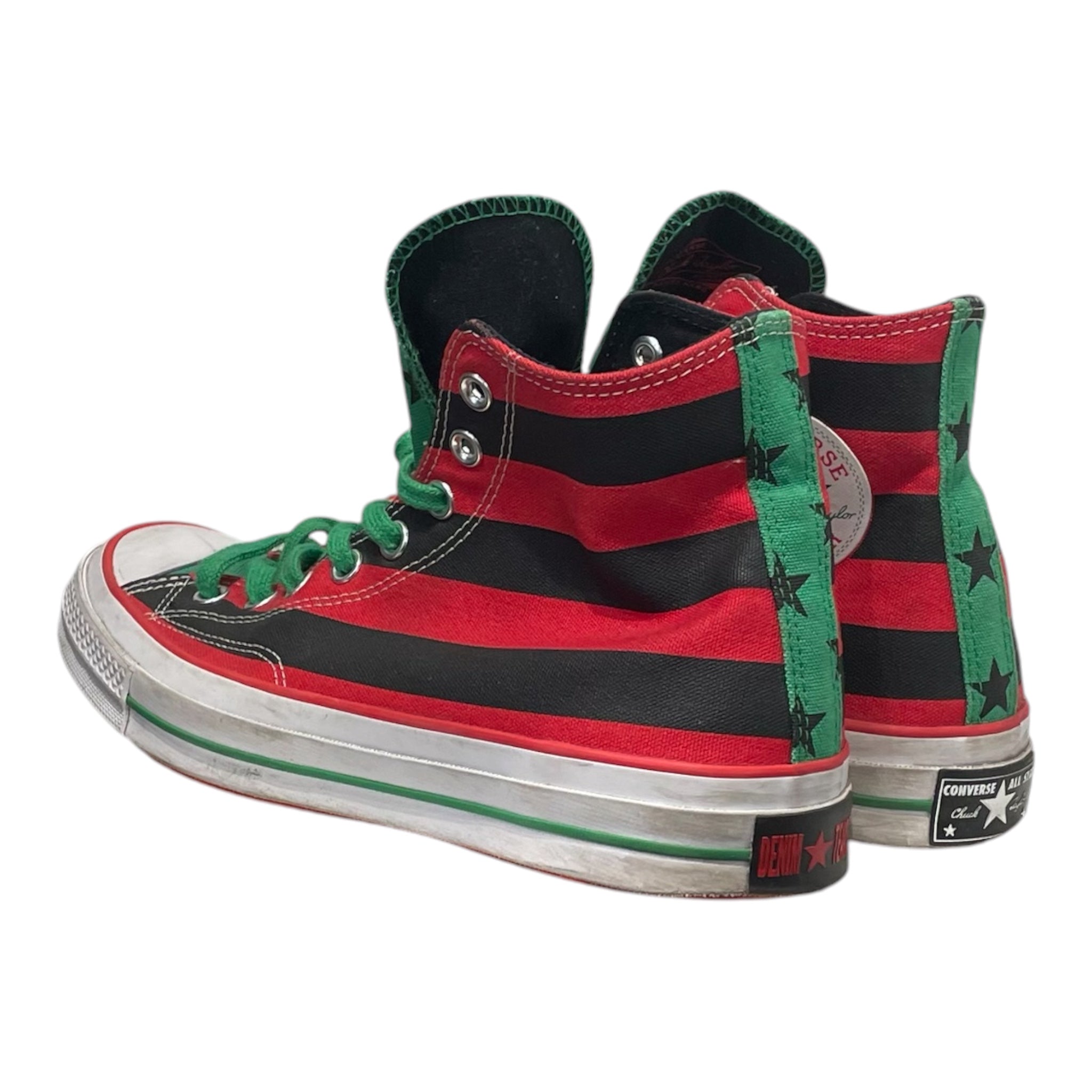 DENIM TEARS/CONVERSE/Hi-Sneakers/US 9.5/Stripe/Cotton/RED/DENIM TEARS HIGH TOP CONS view 2