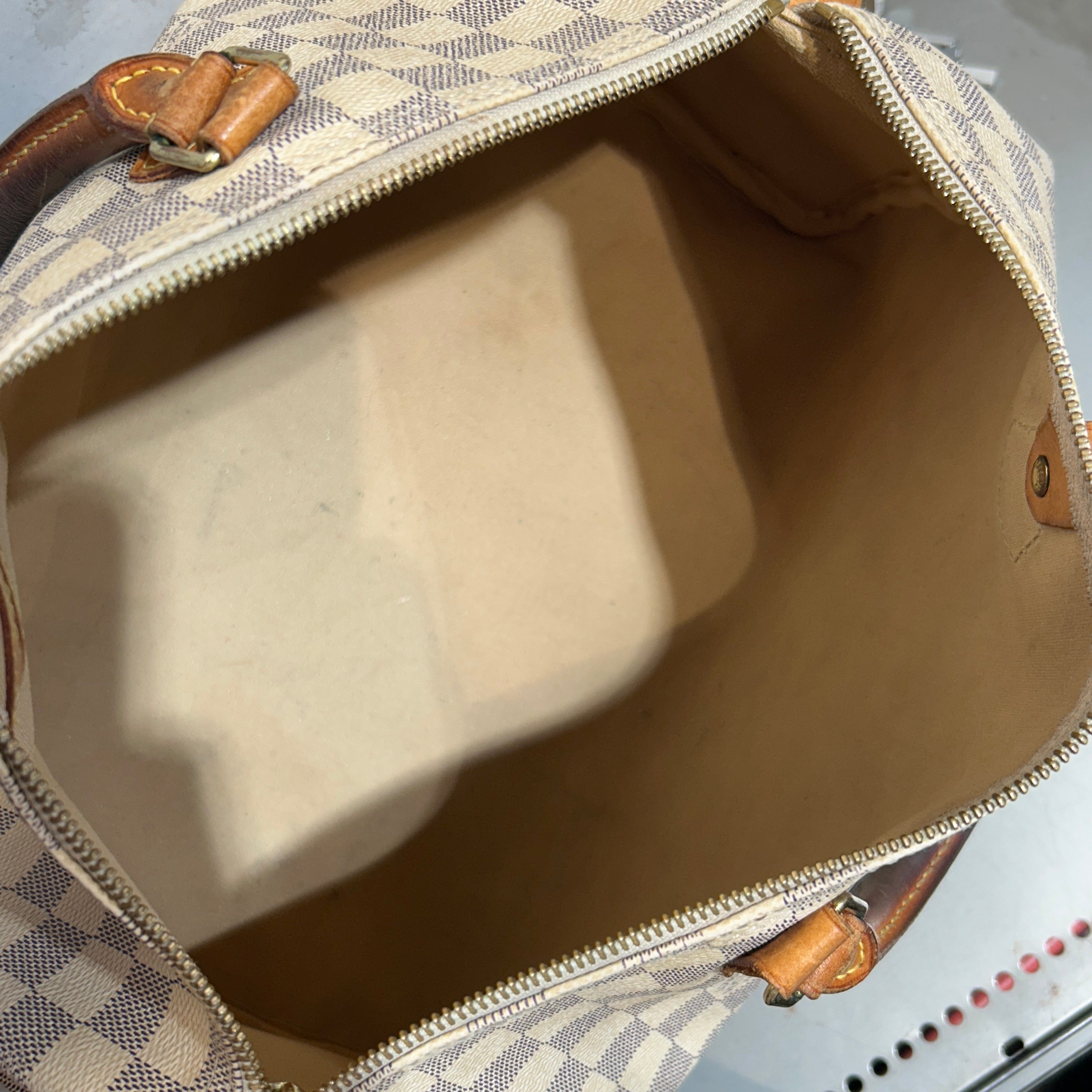 LOUIS VUITTON/Bag/Hombre Check/Leather/CRM/DAMIER AZUR SPEEDY 35 view 4