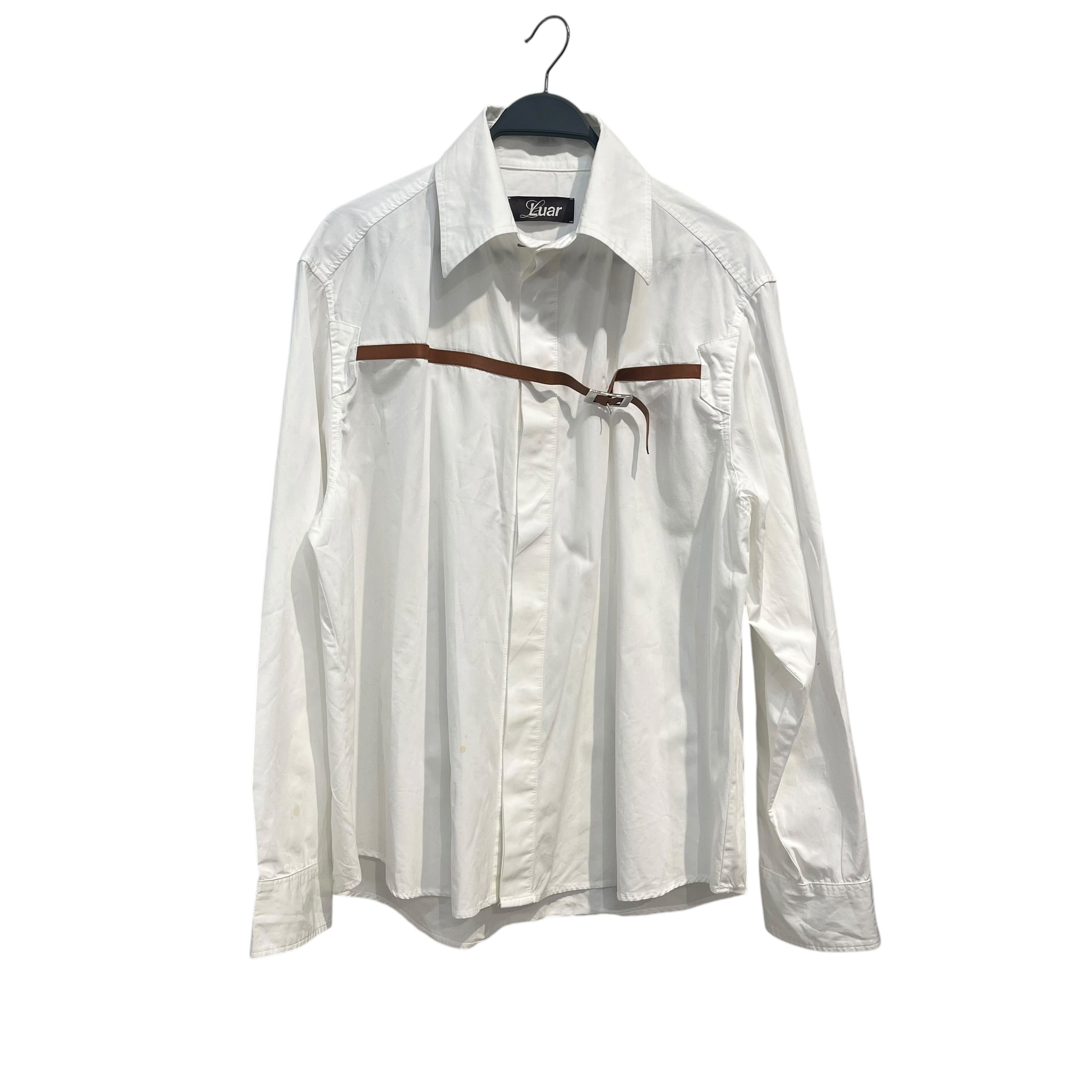 luar/LS Shirt/L/Cotton/WHT/FRONT BELT SHIRT view 1