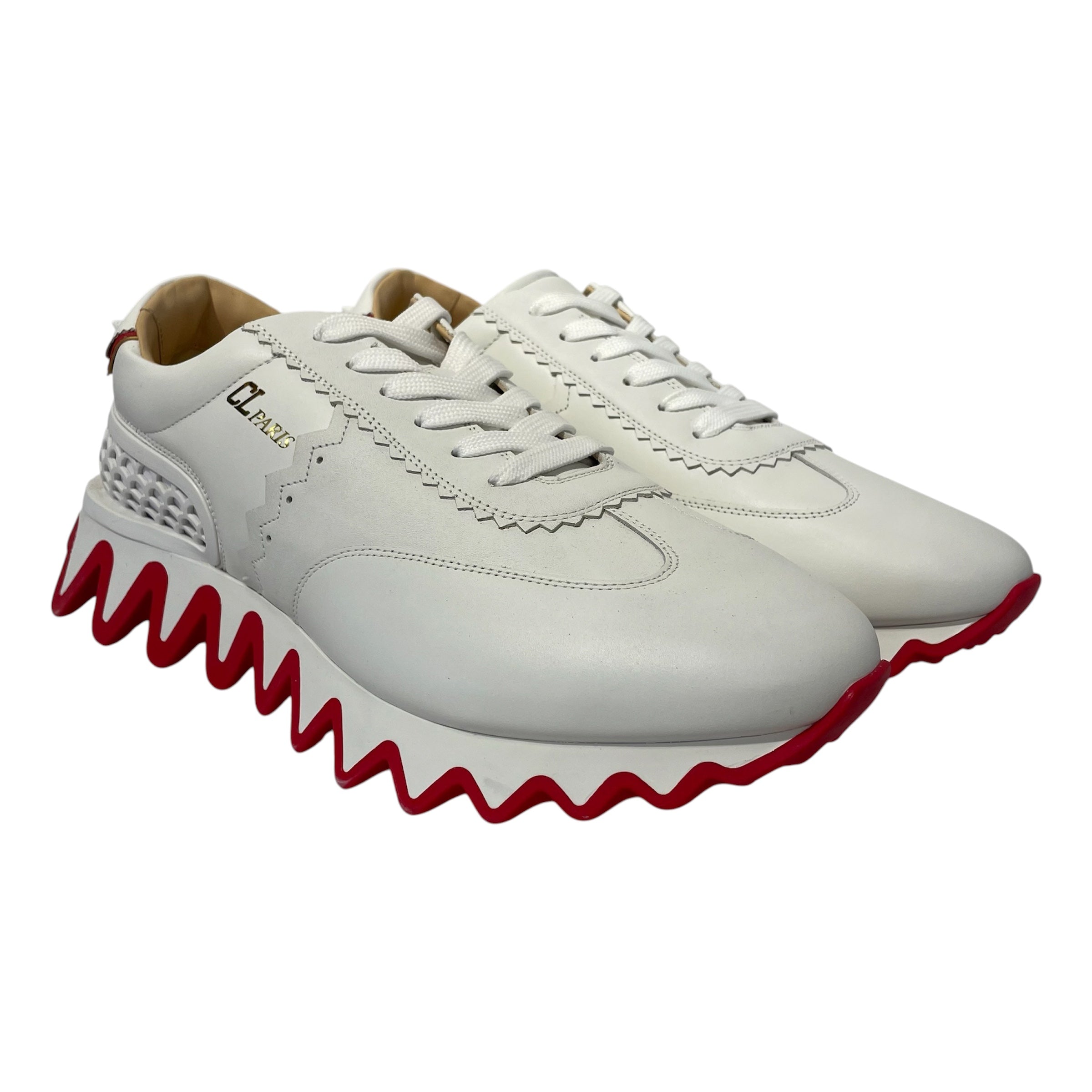 Christian Louboutin/Low-Sneakers/EU 46/Leather/WHT/cl paris loubishark flat view 1
