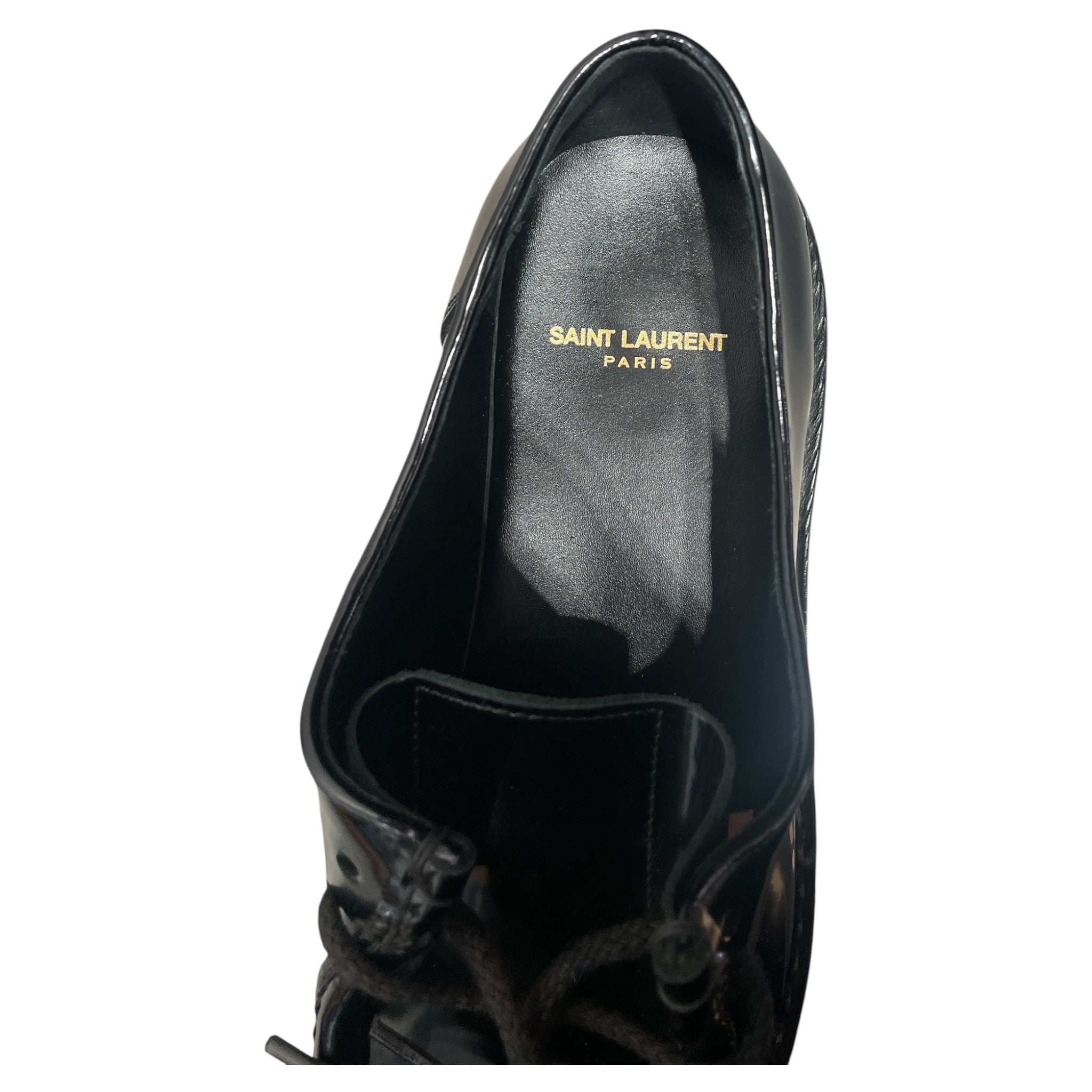 SAINT LAURENT/Dress Shoes/EU 40/BLK/PATENT LEATHER DERBY view 3