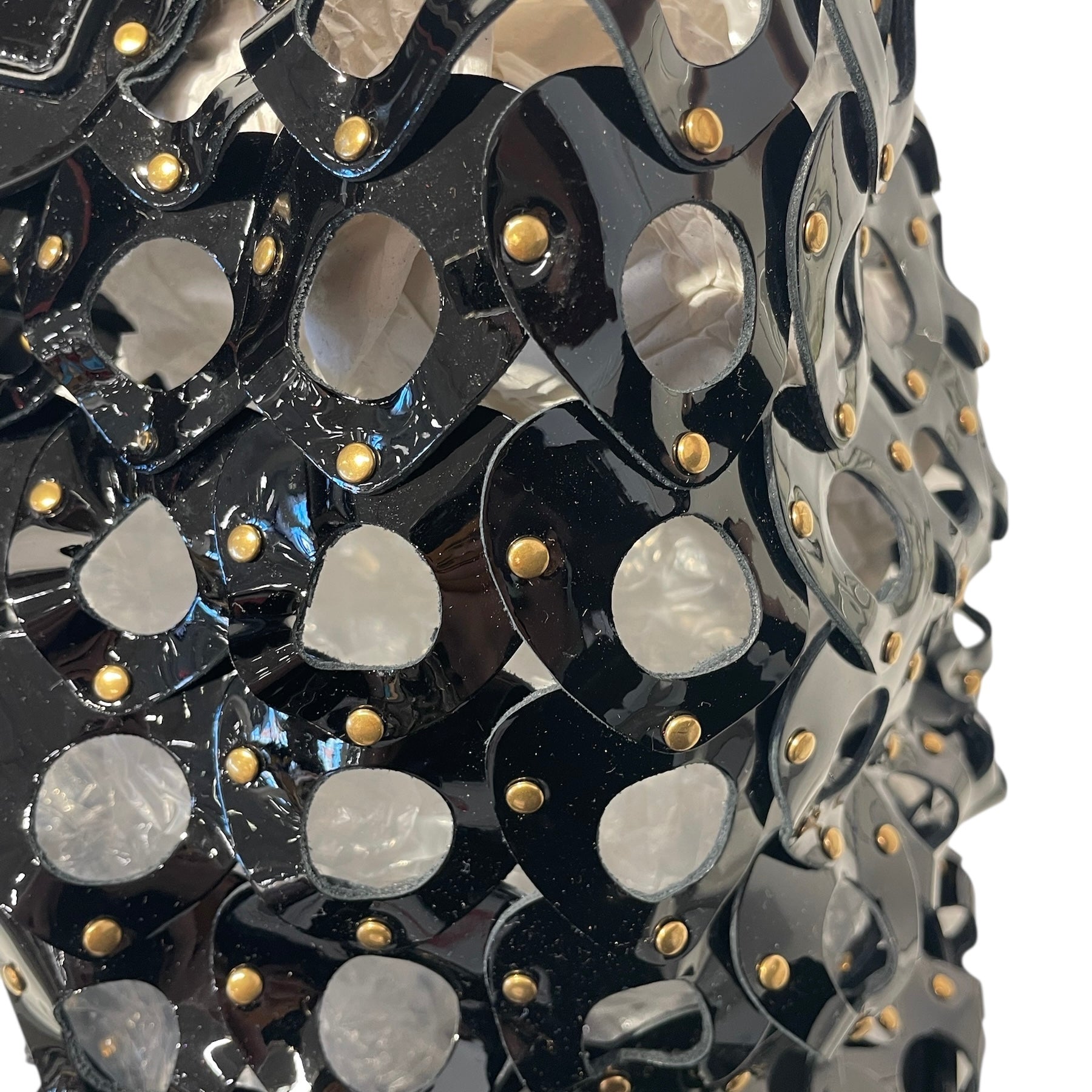 SAINT LAURENT/Basket Bag/Leather/BLK/FERMOIR LEATHER GOLD METALDOTS view 6