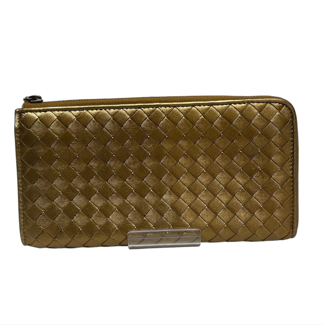 BOTTEGA VENETA/Long Wallet/Plaid/Leather/GLD/L's/zipper view 1