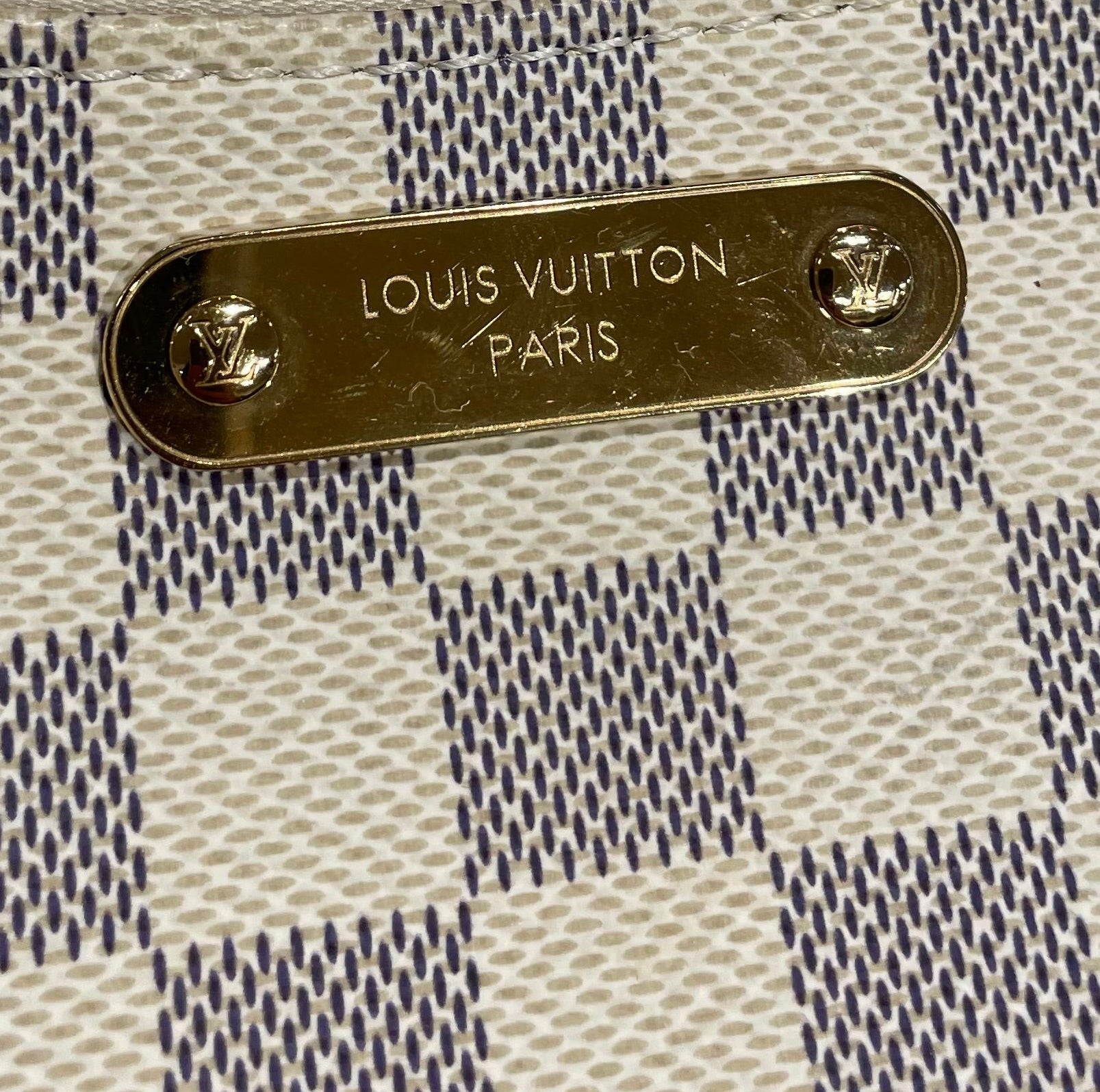 LOUIS VUITTON/Hand Bag/Monogram/Leather/CRM/pochette liv damier azur view 4