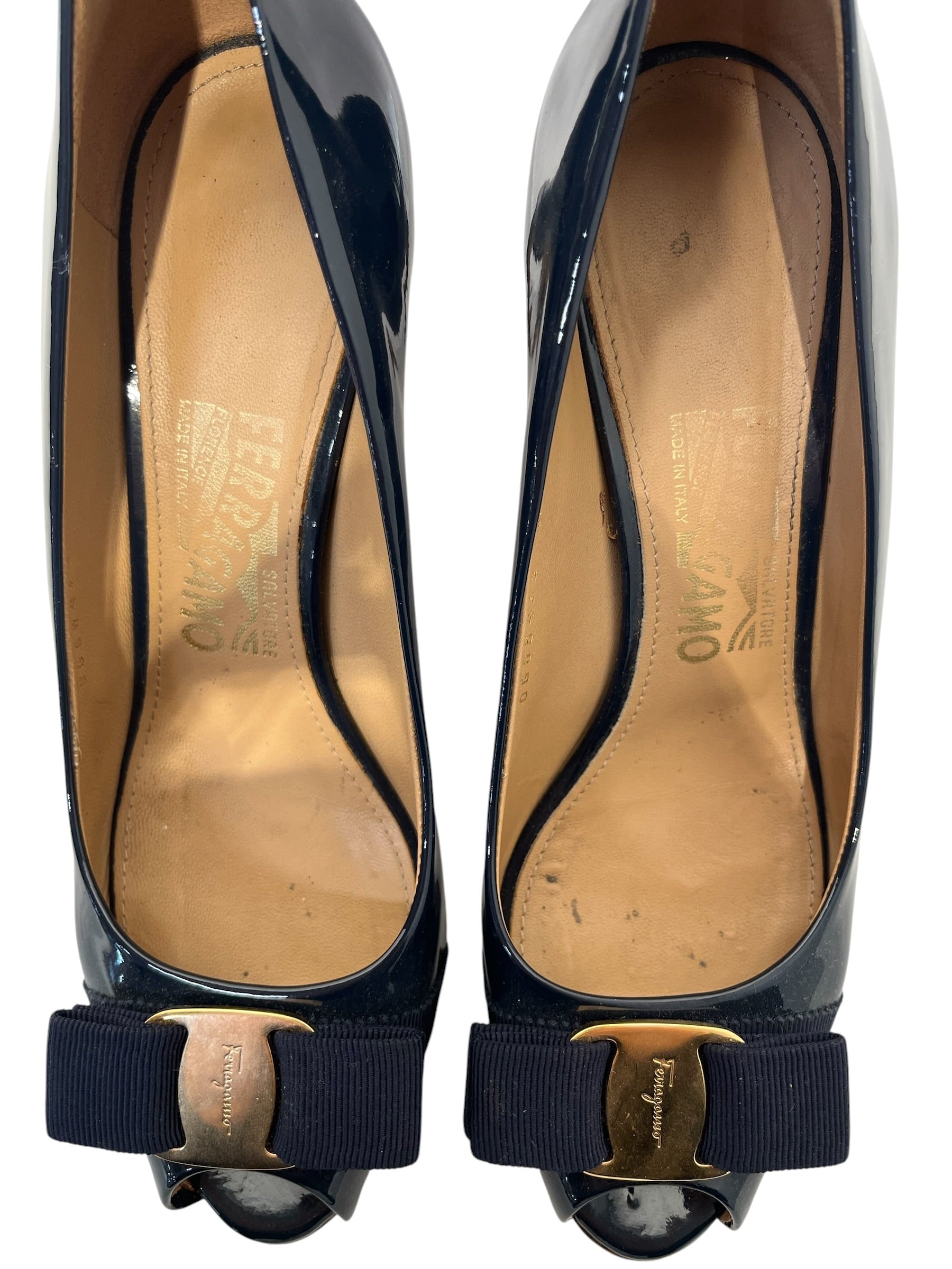 Salvatore Ferragamo/Heels/US 6.5/Leather/NVY/Patent leather bow view 5