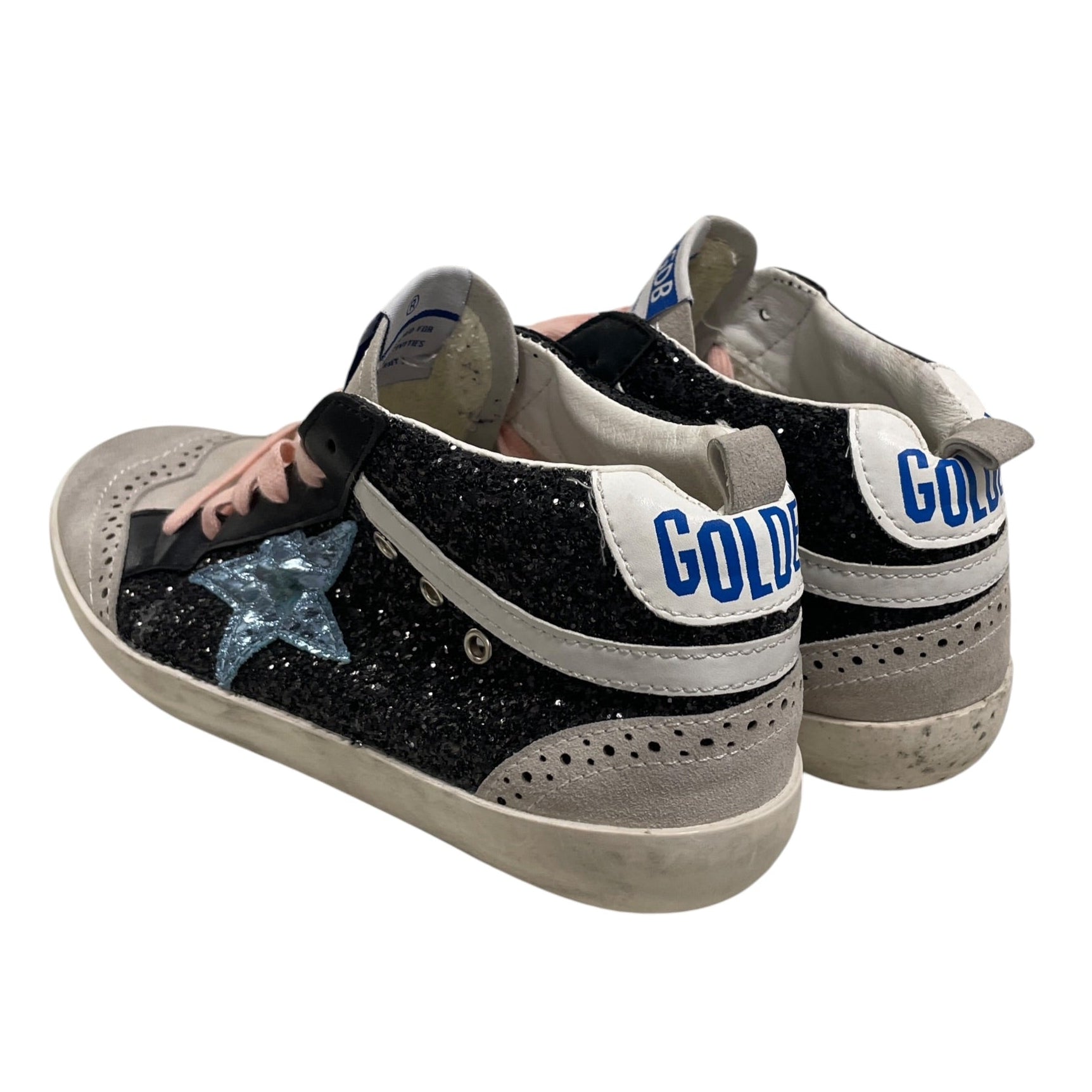 GOLDEN GOOSE/Low-Sneakers/US 6/Cotton/BLK/BLU STAR/PINK LACES/GLITTER view 2