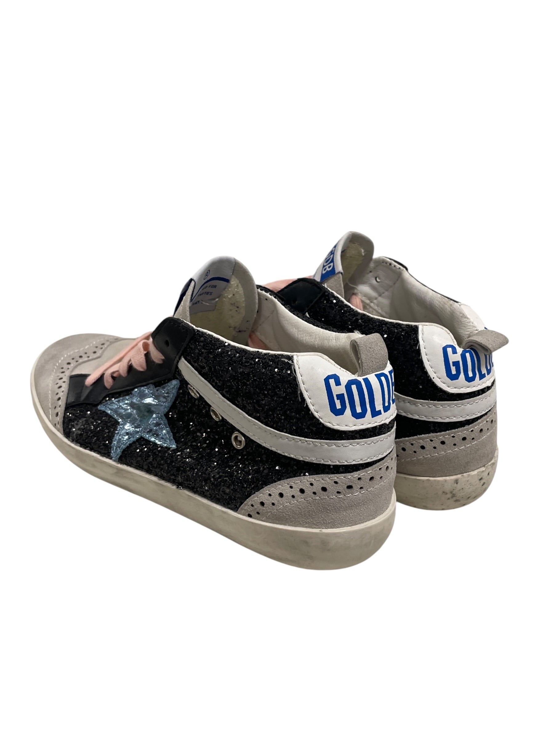 GOLDEN GOOSE/Low-Sneakers/US 6/Cotton/BLK/BLU STAR/PINK LACES/GLITTER view 2