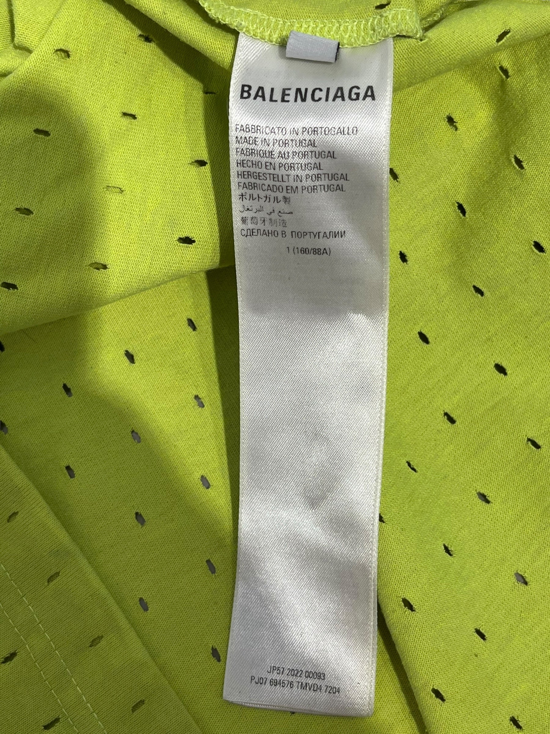 BALENCIAGA/T-Shirt/1/Cotton/GRN/NEON PERFORATED TEE view 4