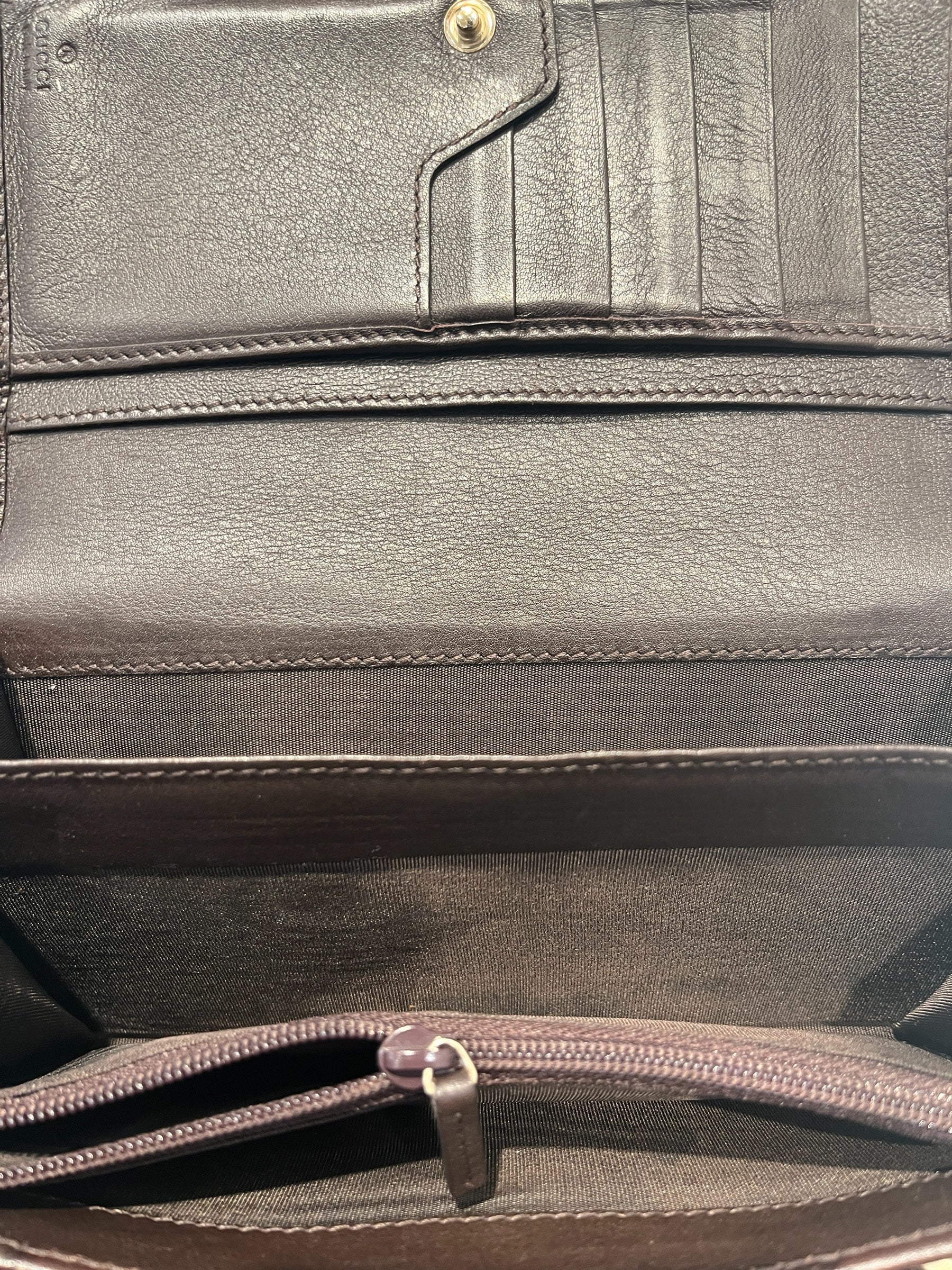 GUCCI/Bifold Wallet/Monogram/Leather/BRW/L's/ view 4