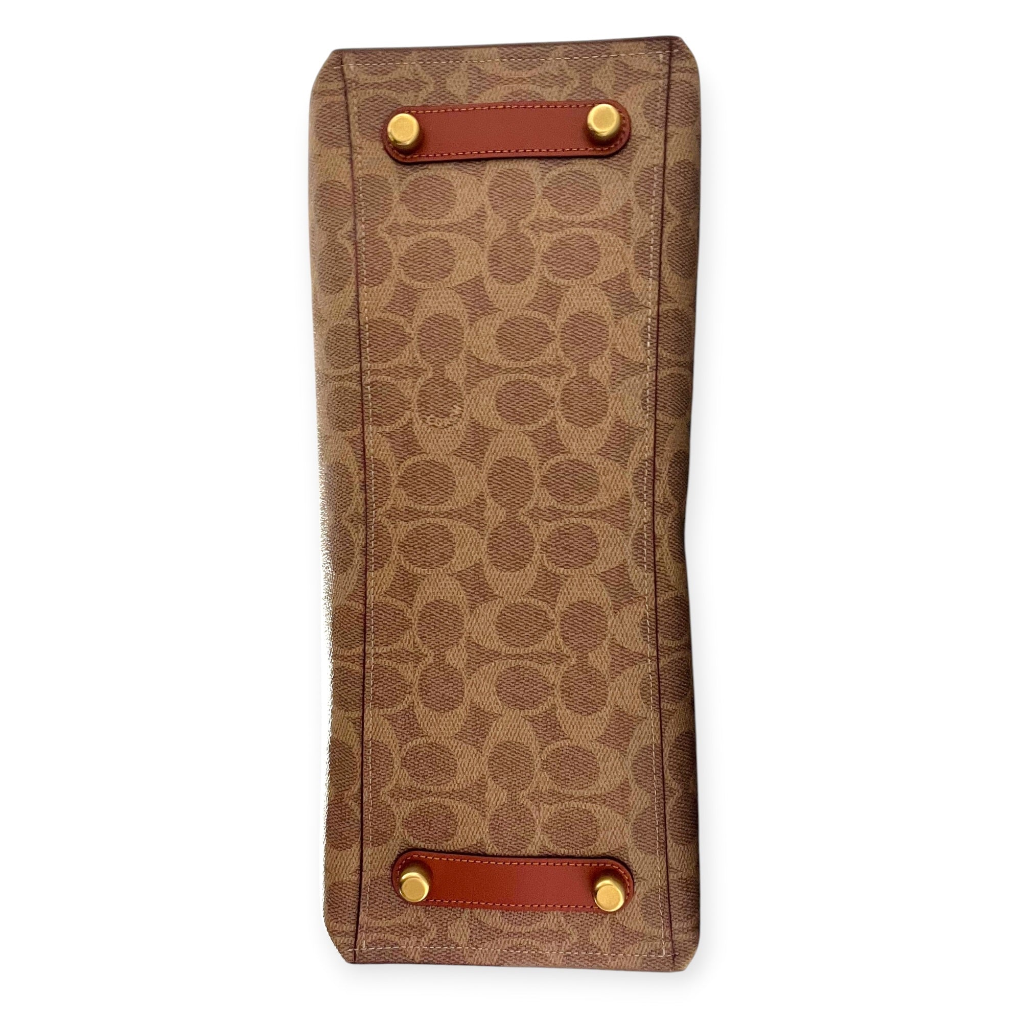 COACH/Bag/Monogram/Leather/BRW/red interior twist closure view 4