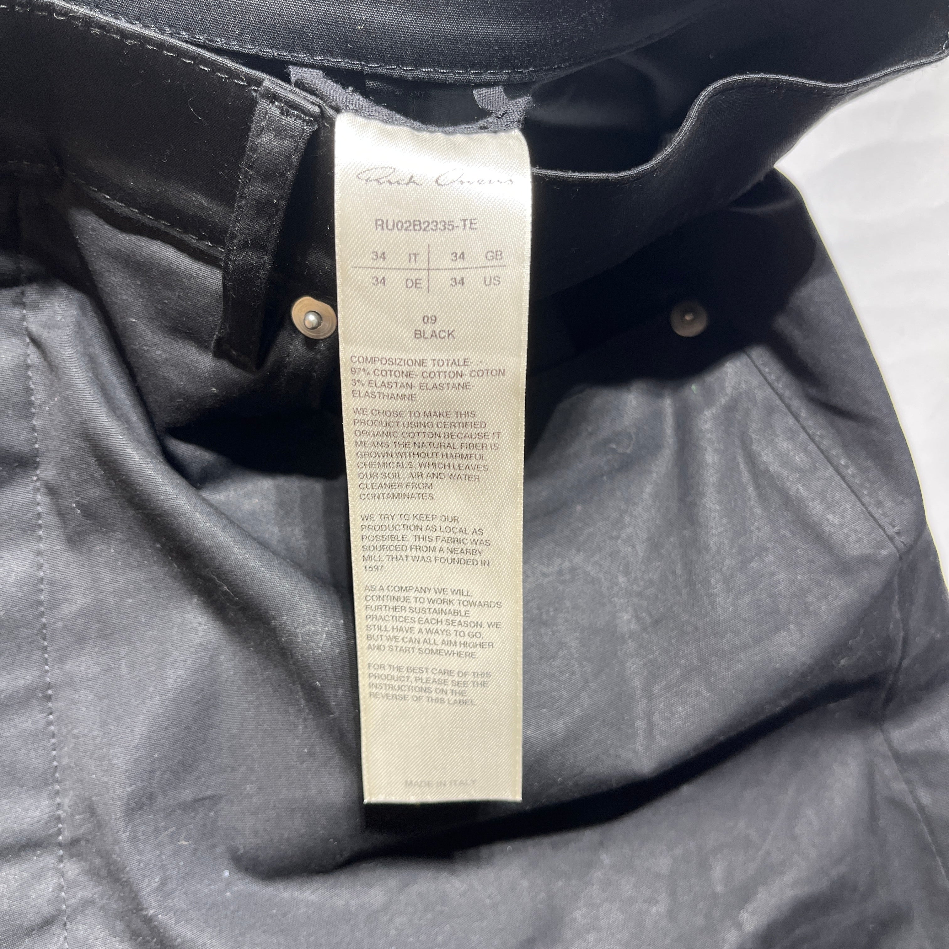 Rick Owens/Bootcut Pants/34/Cotton/BLK/bolan view 3