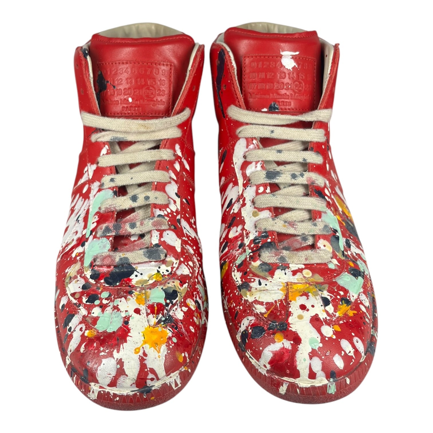 Maison Margiela/Hi-Sneakers/EU 43/Leather/RED/GAT Hi-Top Paint Splatter view 3