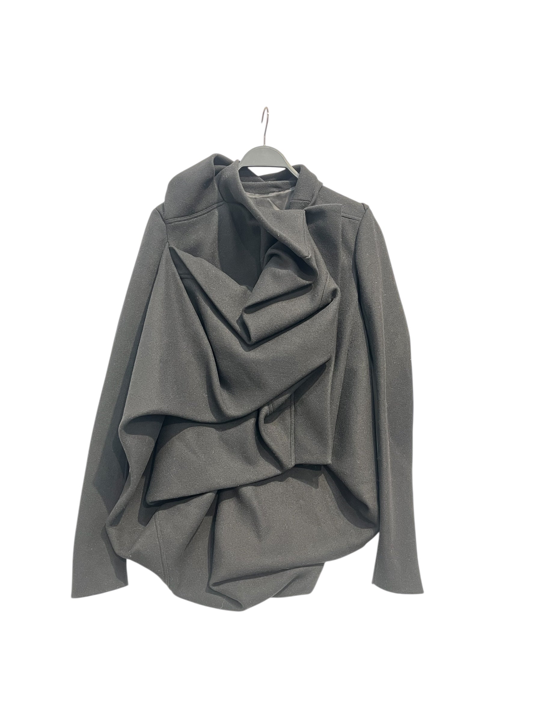 Rick Owens/Jacket/6/Wool/BLK/ZIP UP BUNCHED FOLDS FRONT view 1