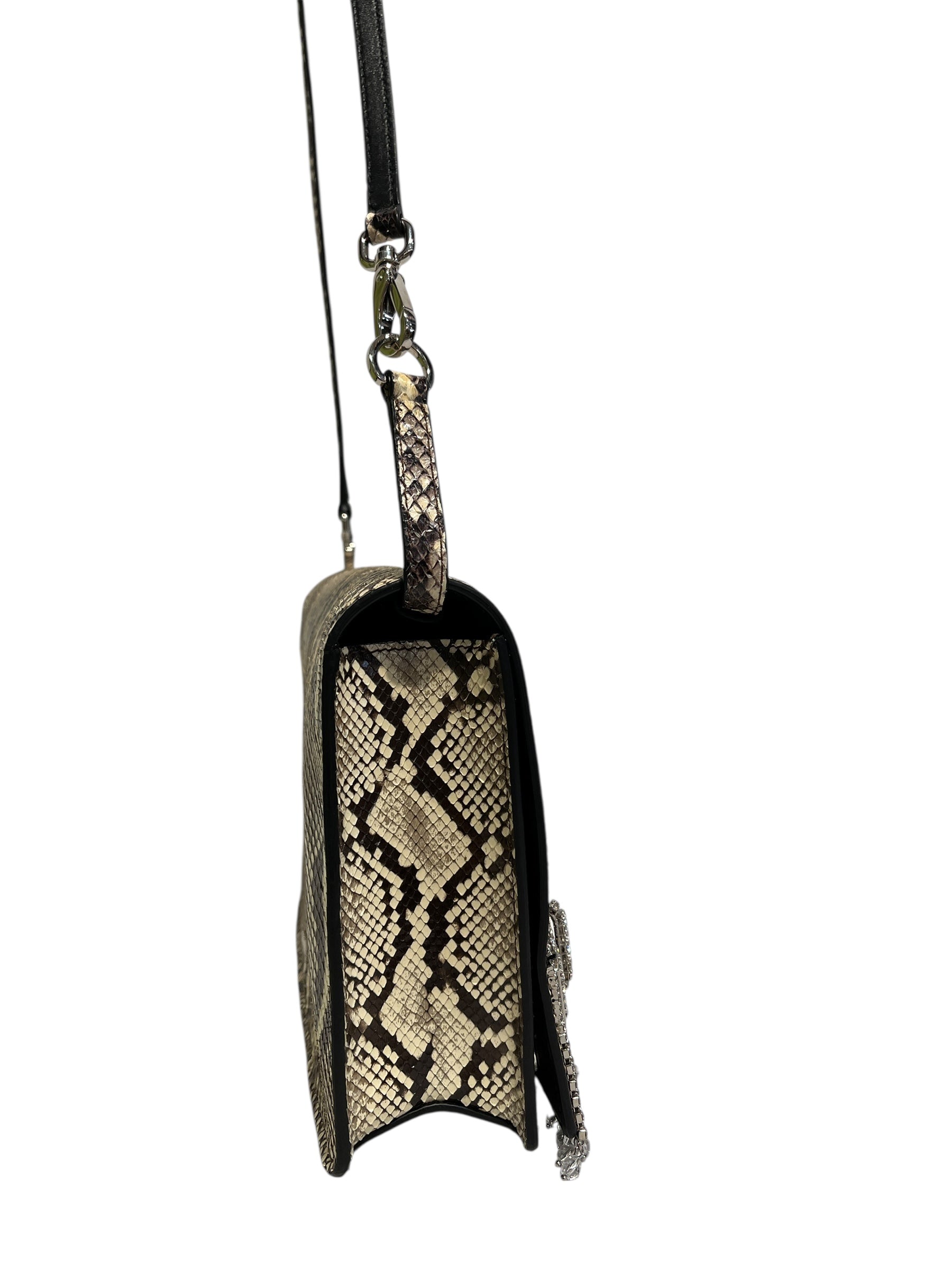 MIU MIU/Cross Body Bag/Animal Pattern/KHK/RHINESTOE FRINGE SNAKESKIN view 3