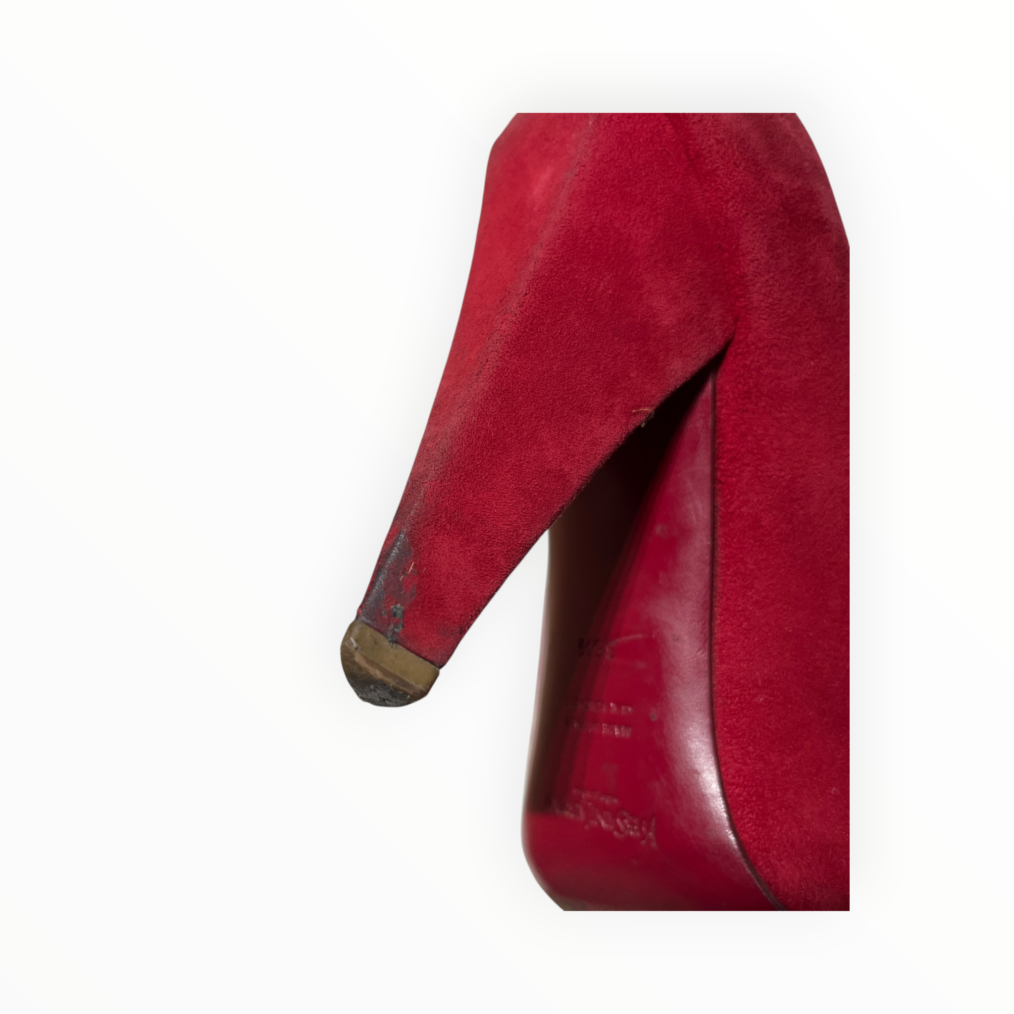 YVES SAINT LAURENT/Heels/EU 36.5/Suede/RED/TASSEL HEEL (LACE TEAR) view 10