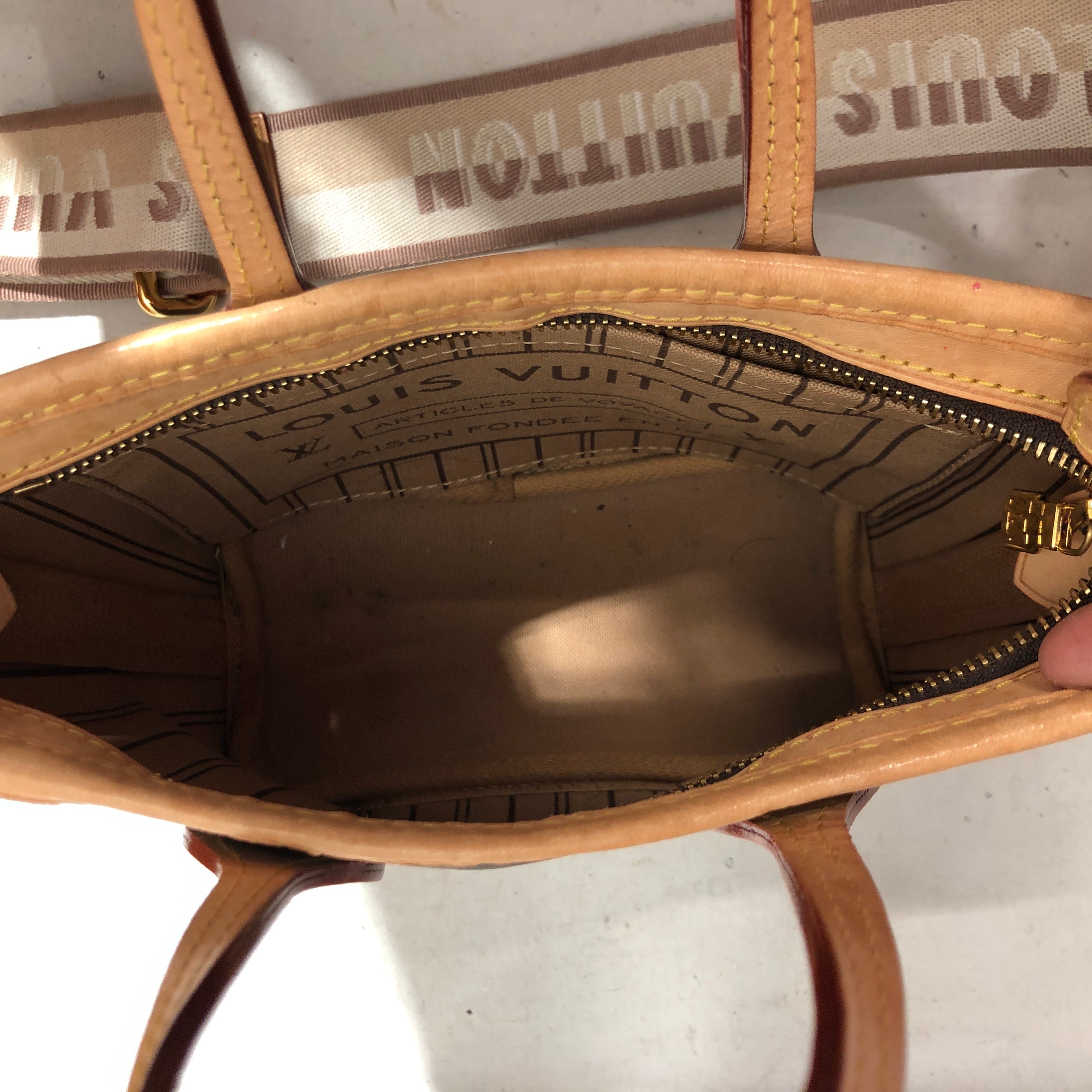 LOUIS VUITTON/Tote Bag/Monogram/Leather/BRW/Neverfull BB w/ Beige Strap view 5