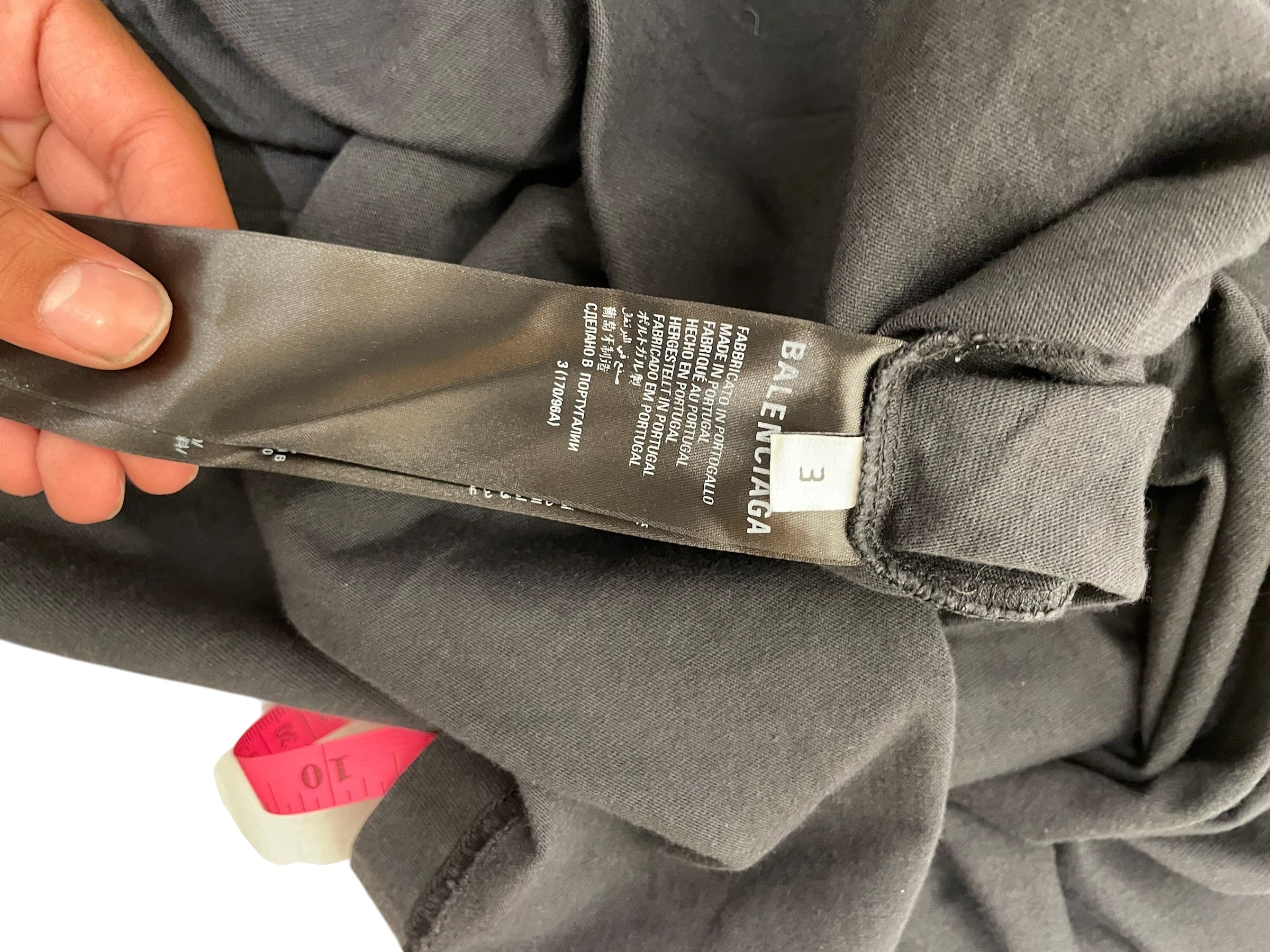 BALENCIAGA/LS T-Shirt/3/Cotton/BLK/blank logo on bottom back view 4