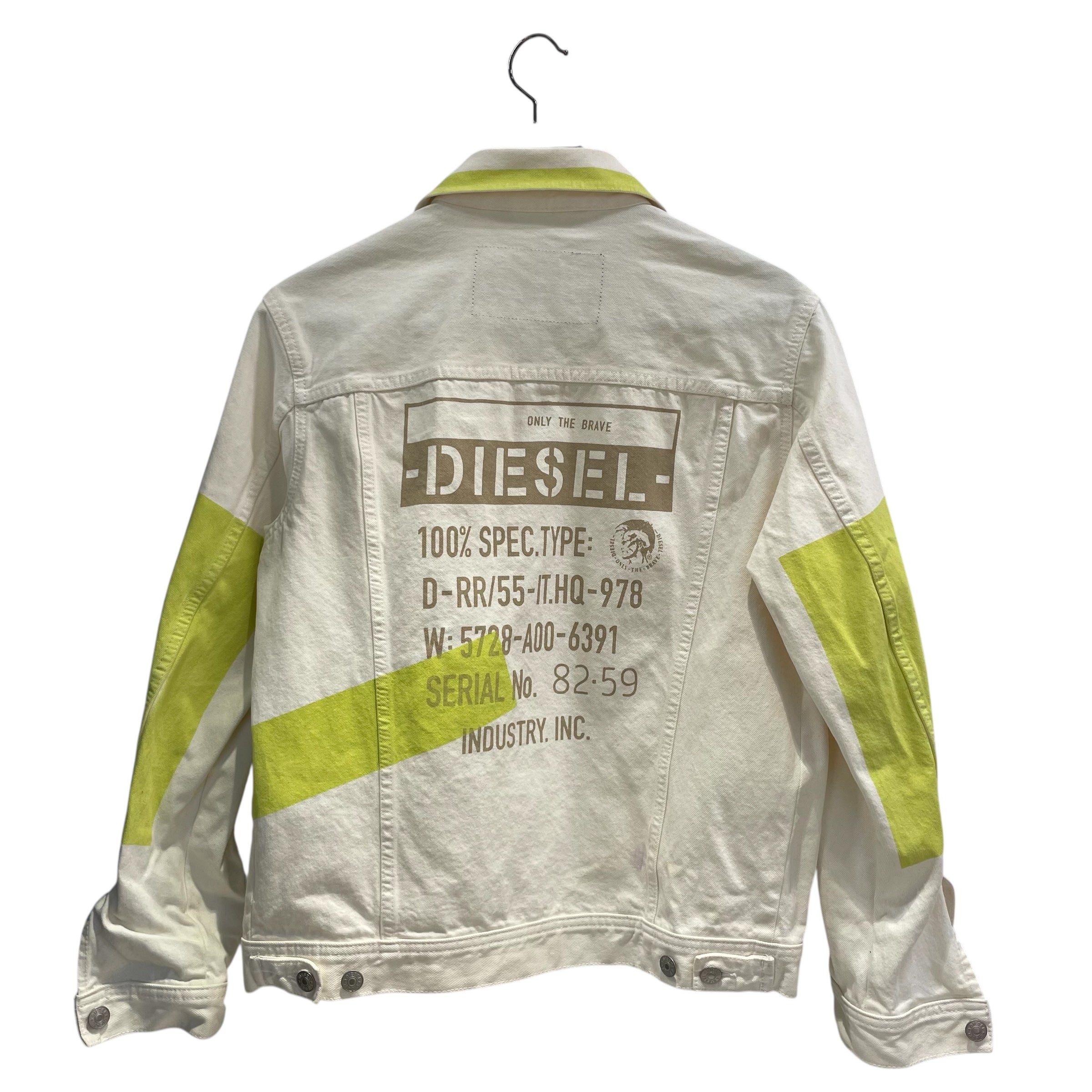 DIESEL/Denim Jkt/S/Denim/CRM/All Over Print/NEON YEL STRIPE DESN ON BACK view 2