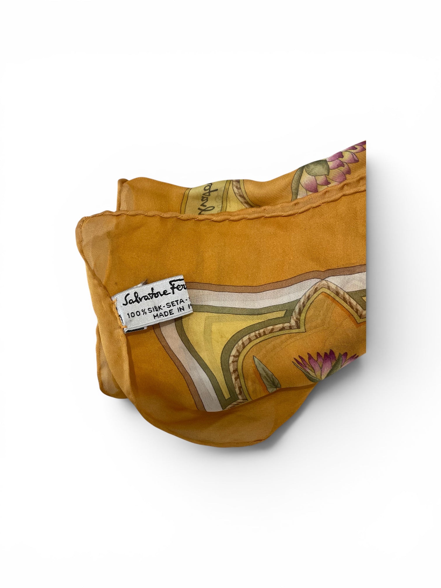 Salvatore Ferragamo/Scarf/Silk/GLD/L's/Tiger Man Boat view 2