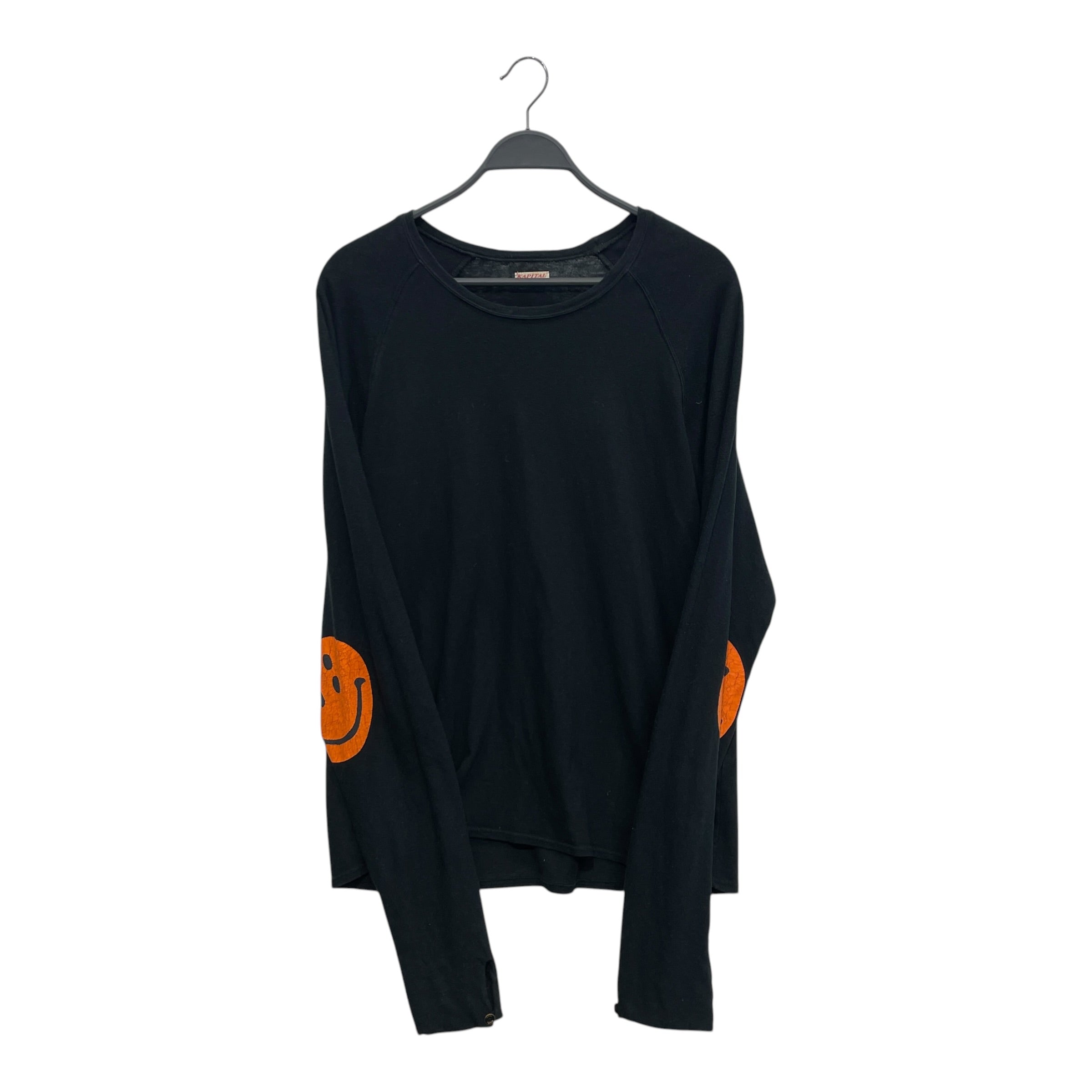 KAPITAL/LS T-Shirt/3/Cotton/BLK/ORANGE SMILEYFACE ELBOW view 1