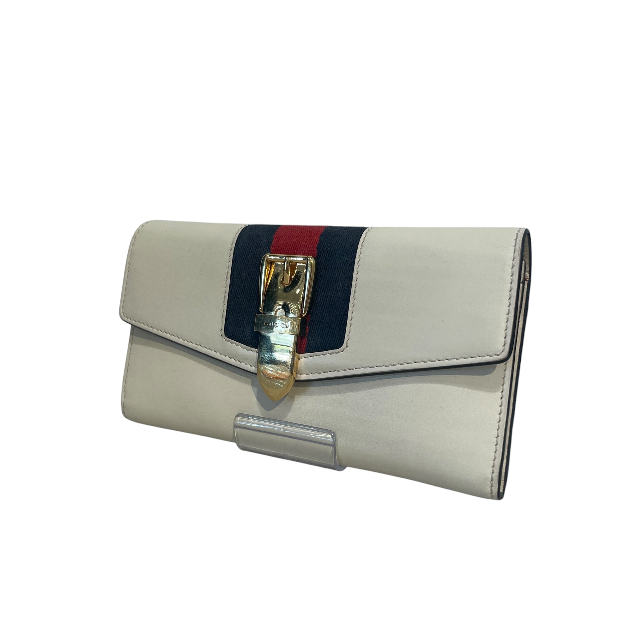 GUCCI/Bifold Wallet/Leather/WHT/L's/Gucci Stripped Bifold wallet view 1